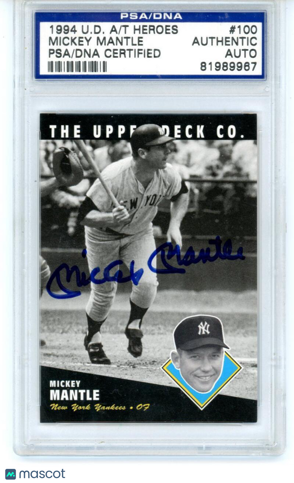 1994 Upper Deck All Time Heroes Autographs Buy Back On Card Mickey Mantle