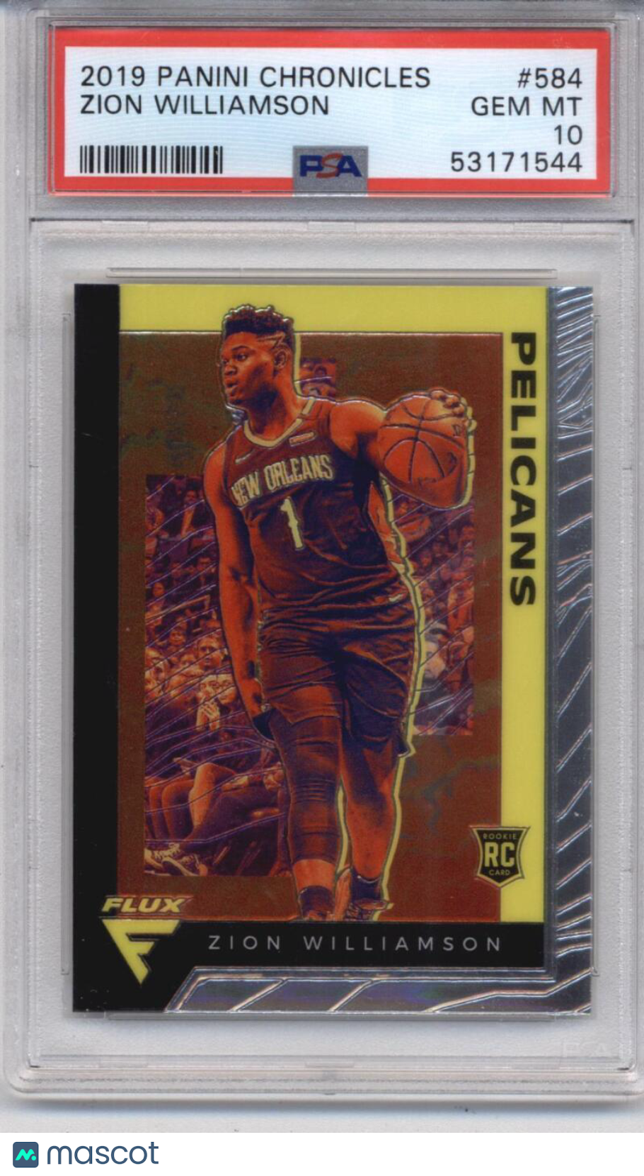 2019-20 Panini Chronicles Flux #584 Zion Williamson Pelicans PSA 10 GE