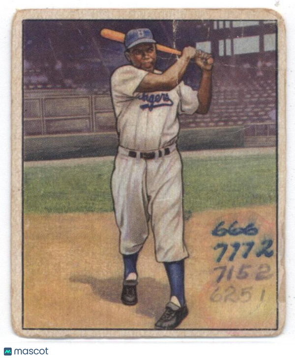 1950 Bowman #22 Jackie Robinson Dodgers ("Marks on card front and back") VG Very