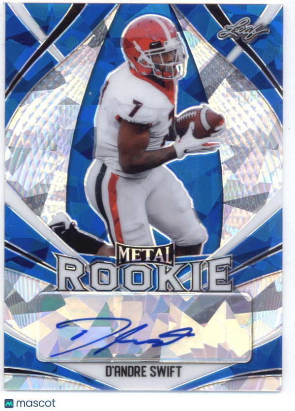 2020 Leaf Metal Rookie Crystal Blue #BA-DS1 D'Andre Swift Rookie AUTO / 2