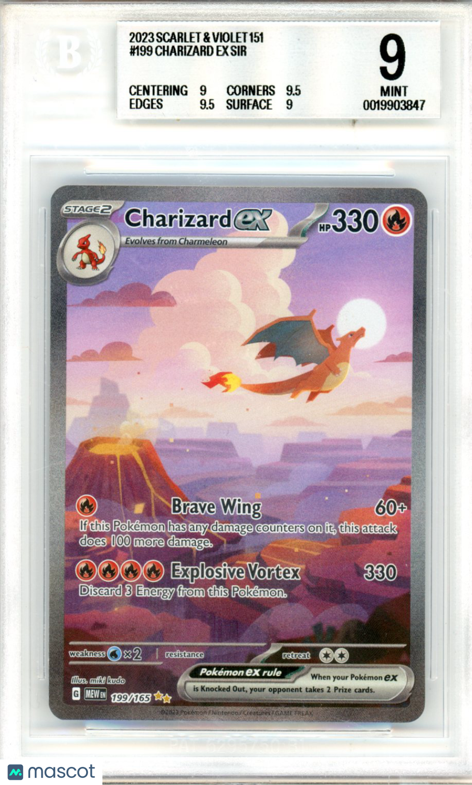 2023 Pokemon Scarlet & Violet 151 Charizard ex SIR #199 BGS 9 MINT
