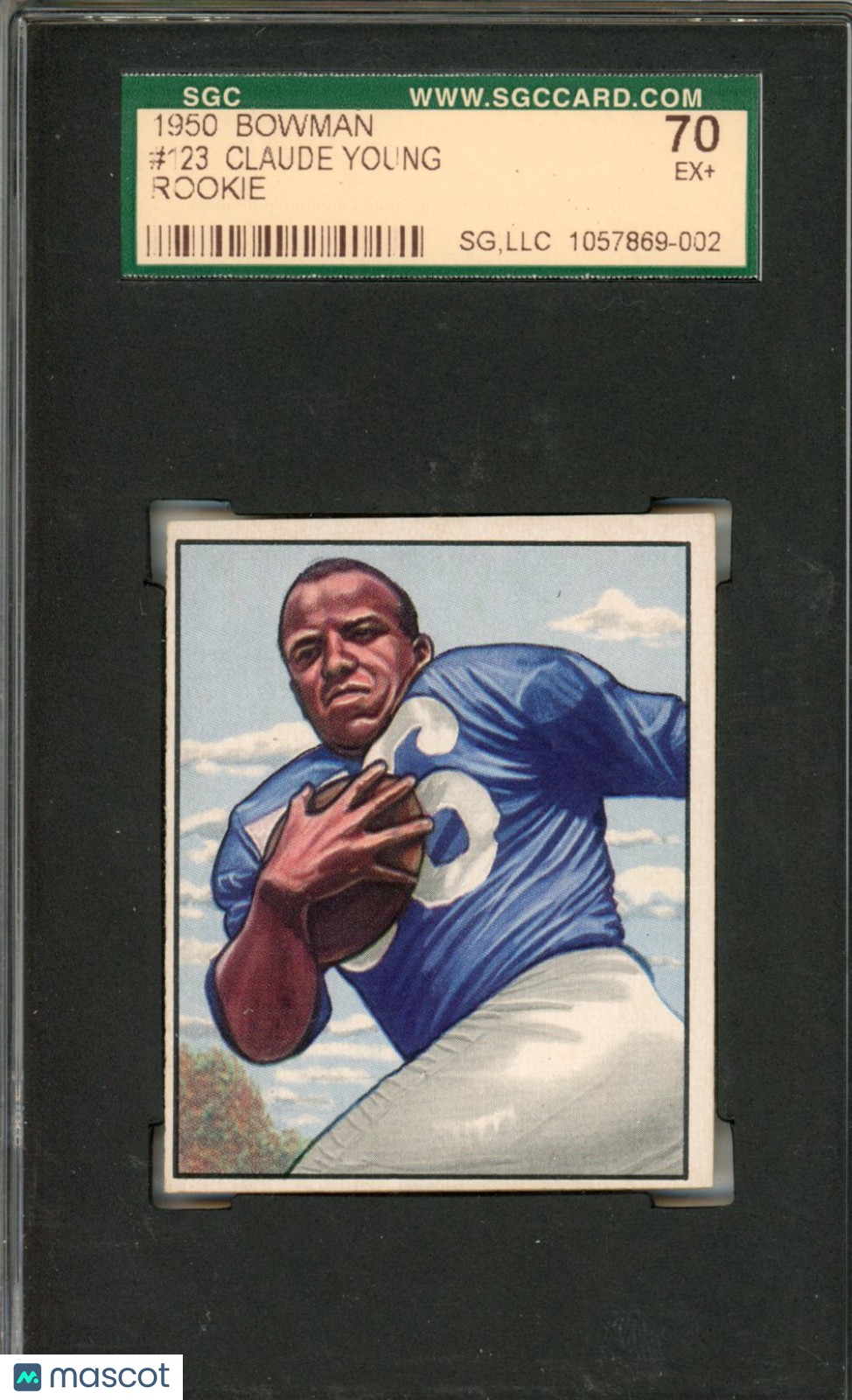 1950 Bowman Claude Young Rookie #123 SGC 5.5 NEW YORK YANKS