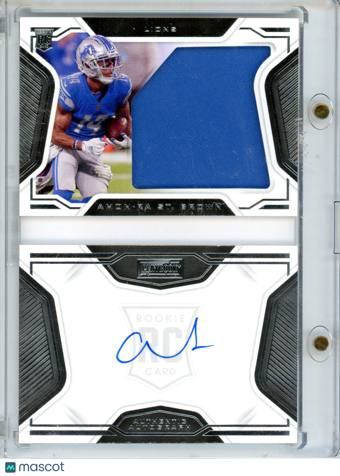 2021 Panini Playbook Amon-Ra St. Brown Autograph Jersey Patch Memorabilia #23