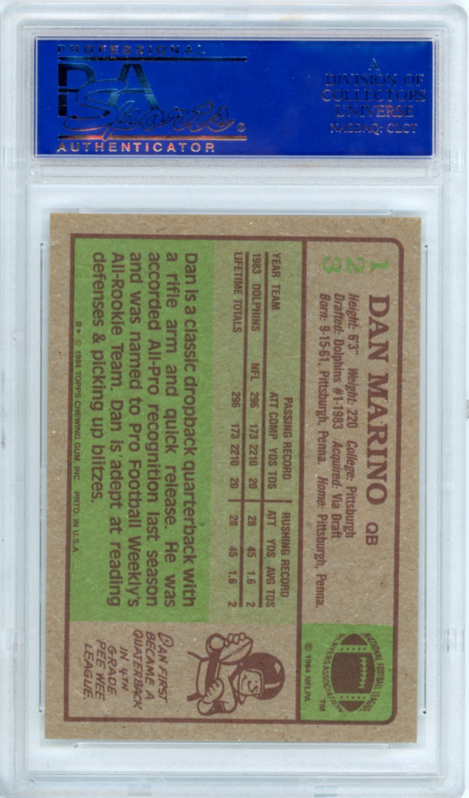 1984 Topps Dan Marino #123 PSA 7