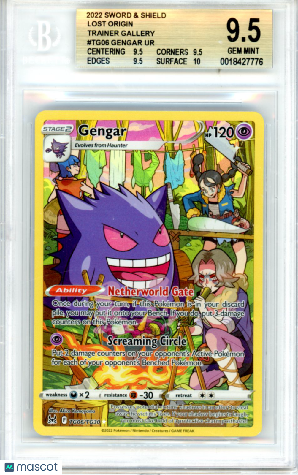 2022 Pokemon Sword and Shield Lost Origin Trainer Gallery Gengar #TG06 BGS 9.5