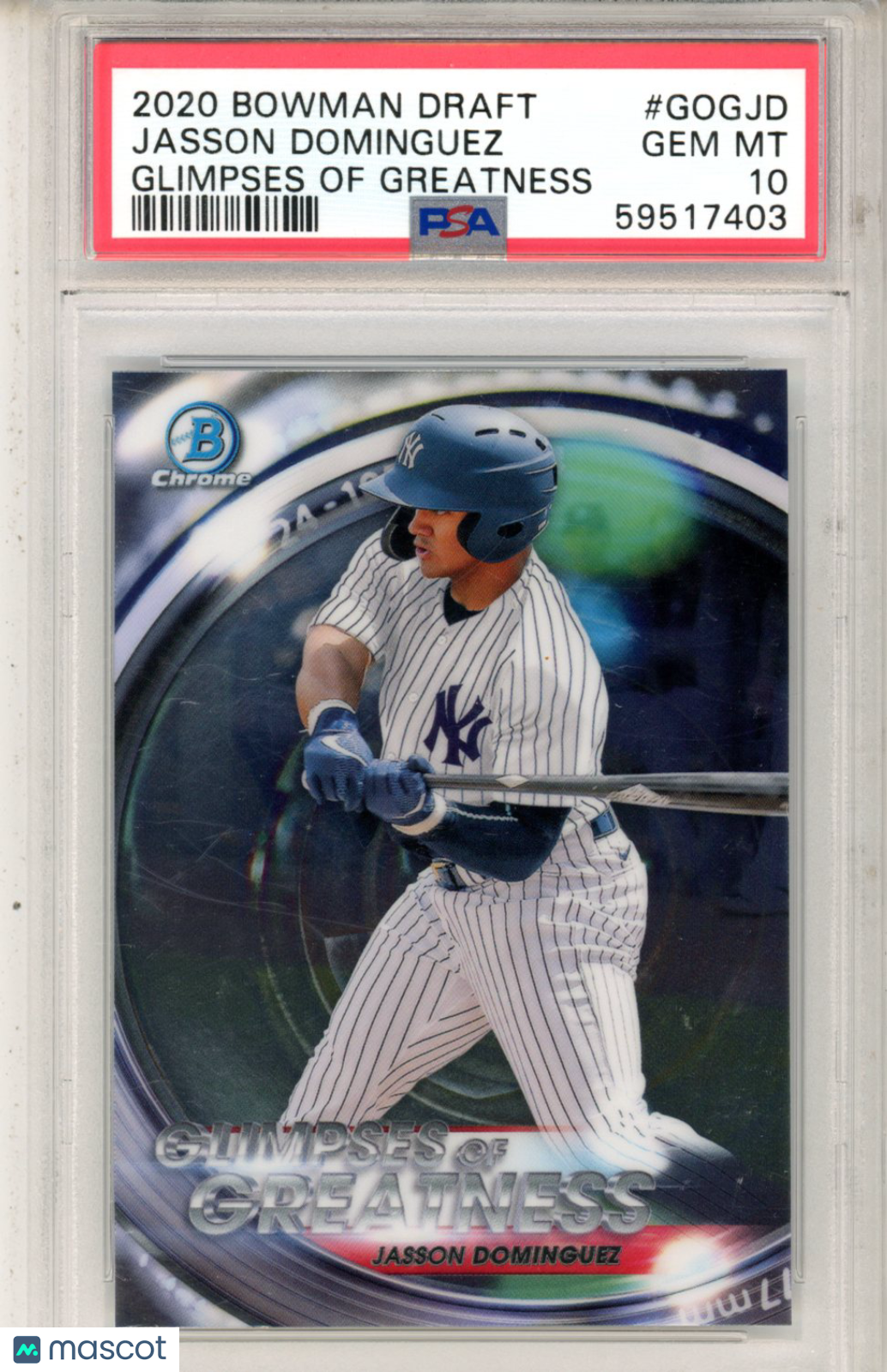 2020 Bowman Draft Glimpses Of Greatness Jasson Dominguez PSA 10 GEM MINT NYY