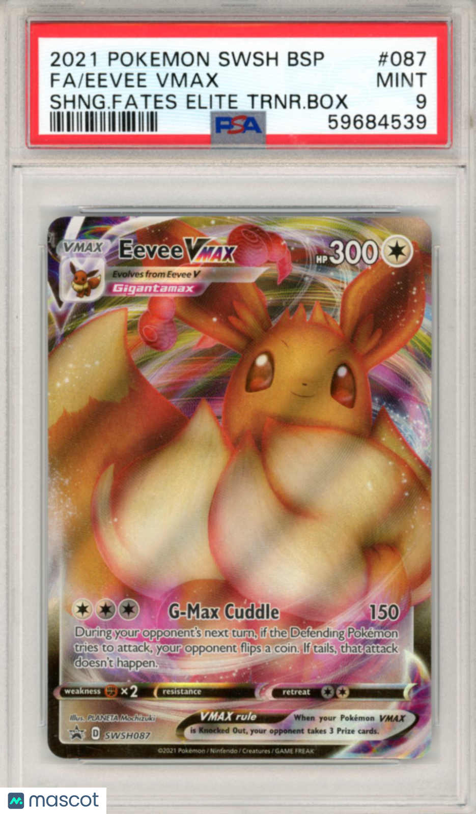2021 Pokemon SWSH Black Star Promo Eevee VMAX #087 FA Shng.Fates ETB PSA 9