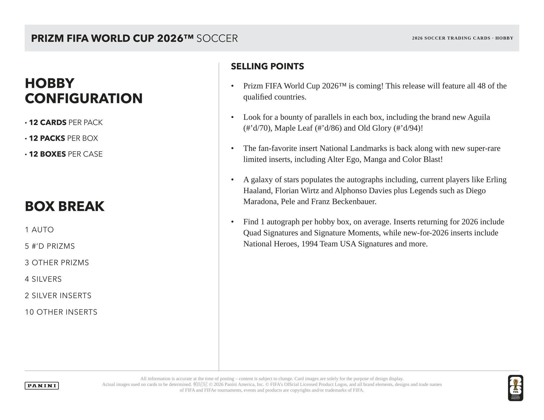 1 Packs of 2026 Panini Prizm FIFA World Cup Soccer Hobby - Soccer