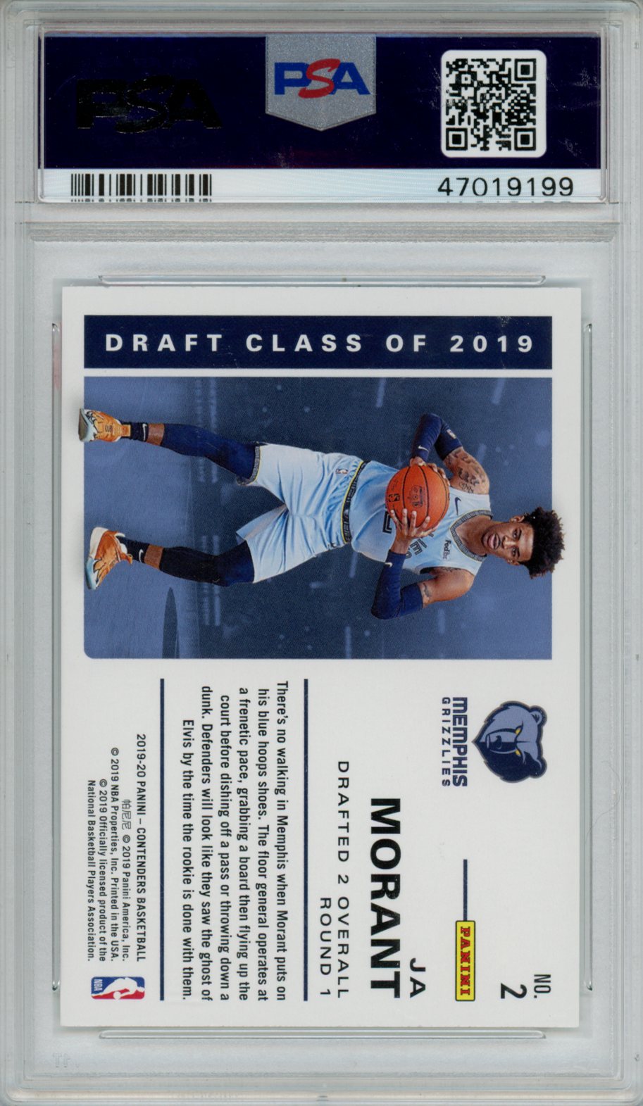 2019 Panini Contenders 2019 Draft Class Ja Morant Rookie #2 PSA 10