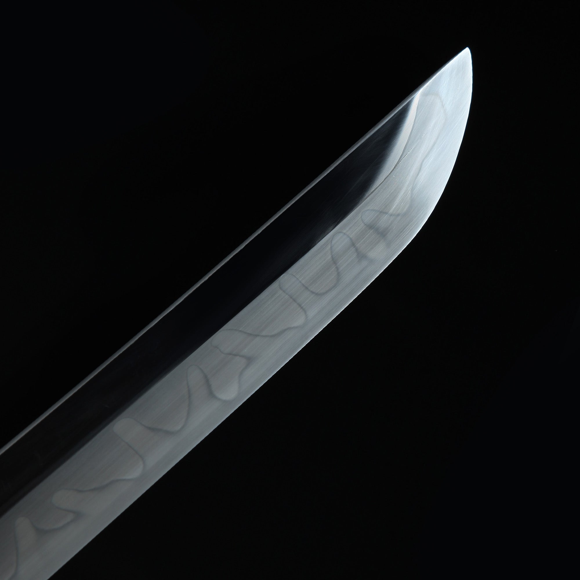 Handmade Japanese Katana Sword T10 Folded Clay Tempered Steel With Black Scabbard