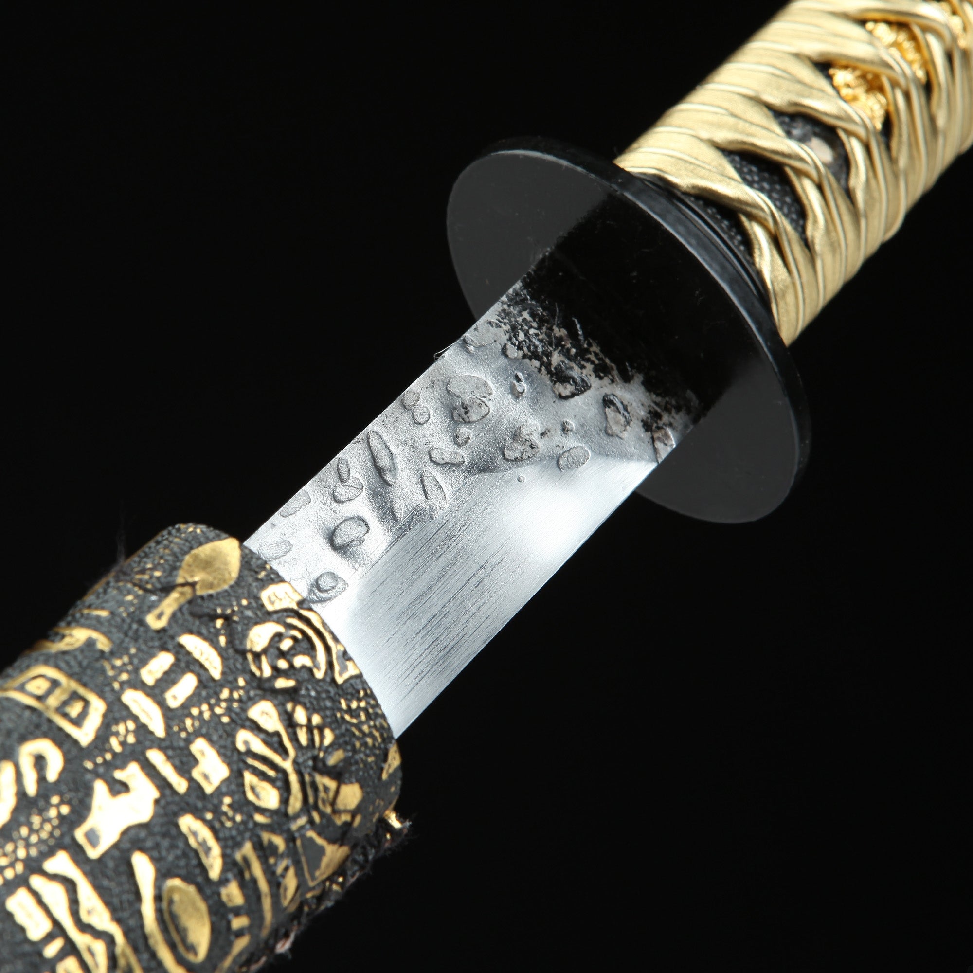 Handmade Japanese Katana Sword With Bronze Totem Theme Leather Scabbard
