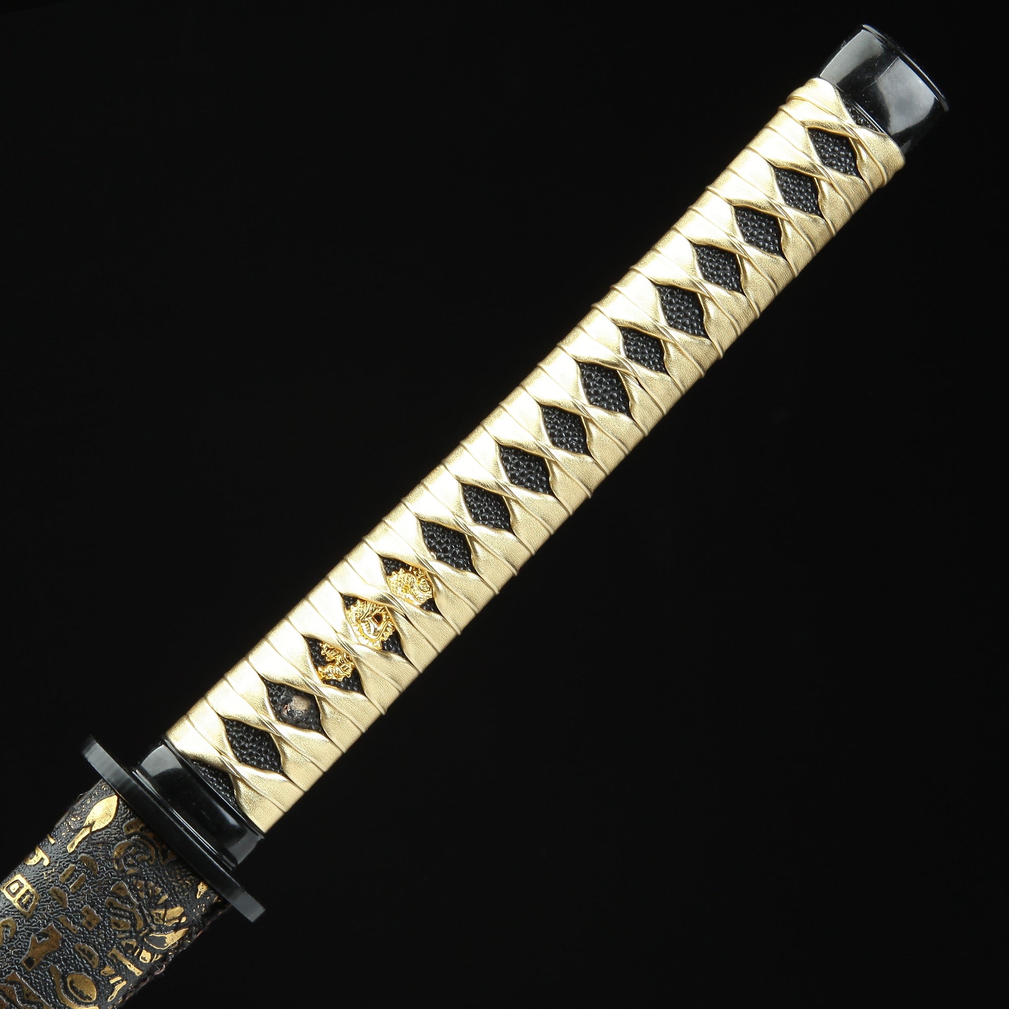 Handmade Japanese Katana Sword With Bronze Totem Theme Leather Scabbard