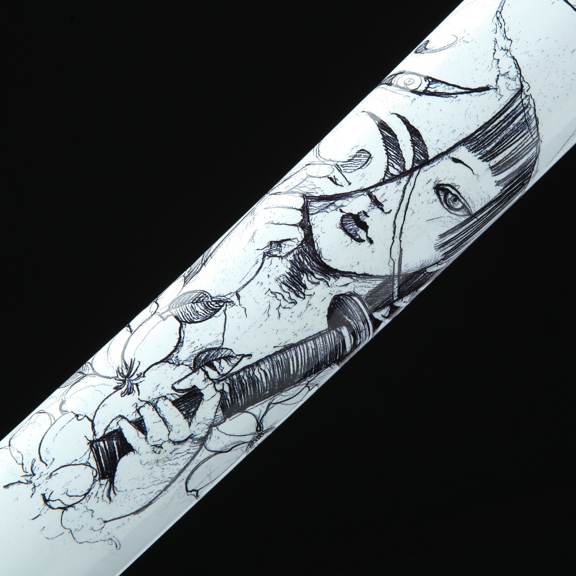 Handmade Japanese Katana Sword T10 Carbon Steel Real Hamon With White Scabbard