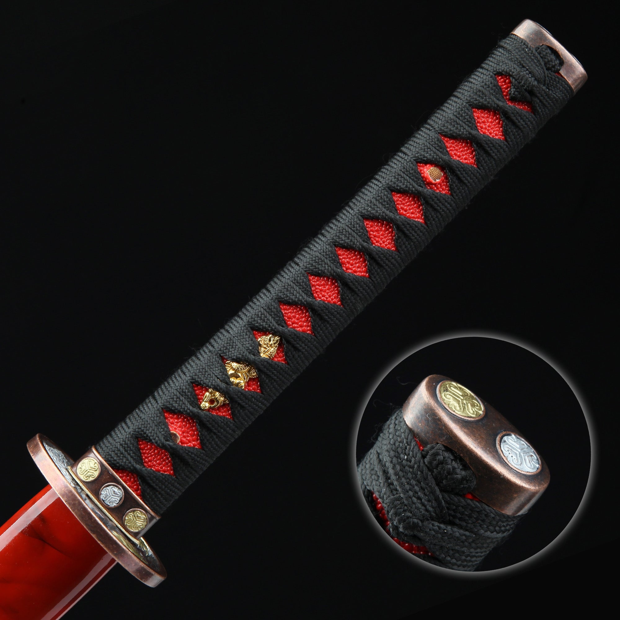 Handmade Japanese Katana Sword T10 Carbon Steel With Red Scabbard