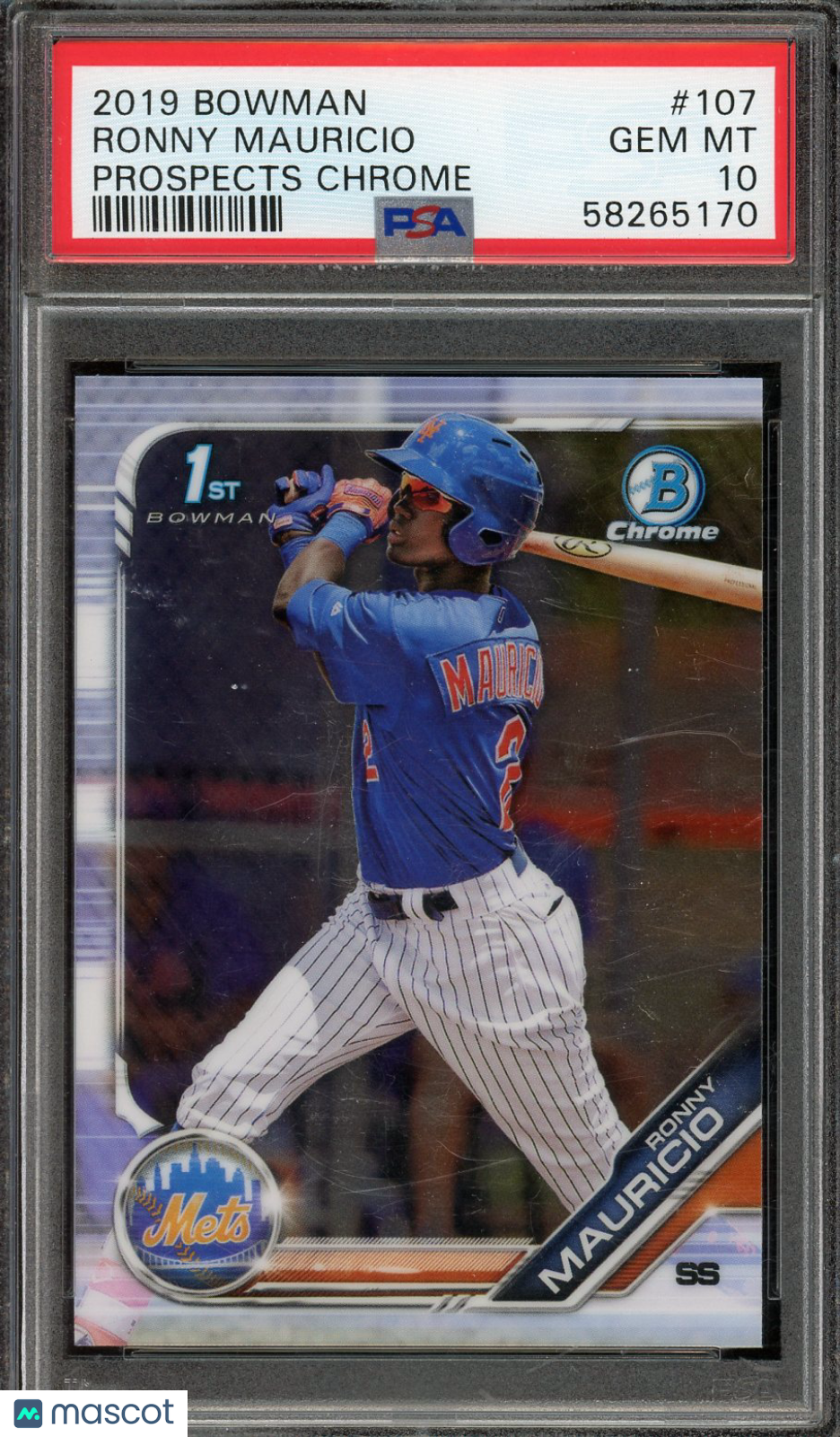 2019 Bowman Prospects Chrome Ronny Mauricio #107 PSA 10 New York Mets