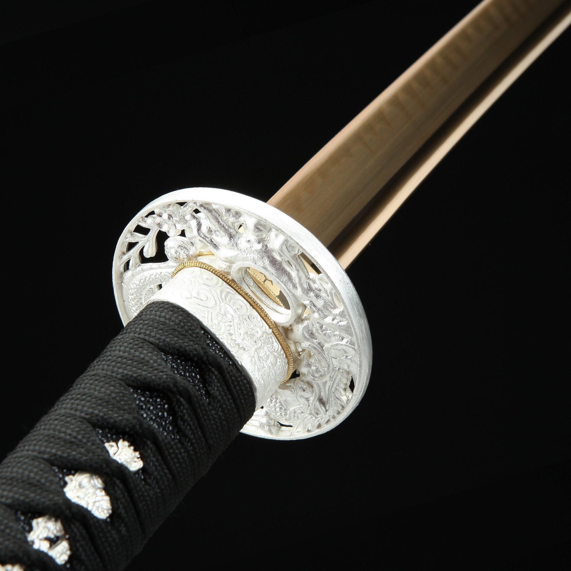 Handmade Japanese Katana T10 Carbon Steel With Rose Gold Blade
