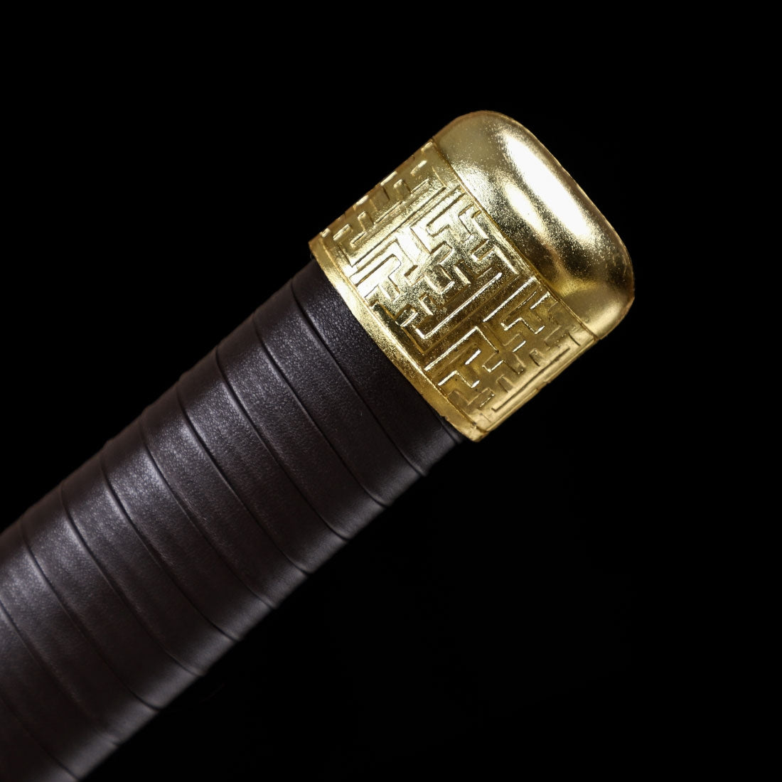 Handmade Japanese Katana Sword With Golden Blade And Brown Scabbard