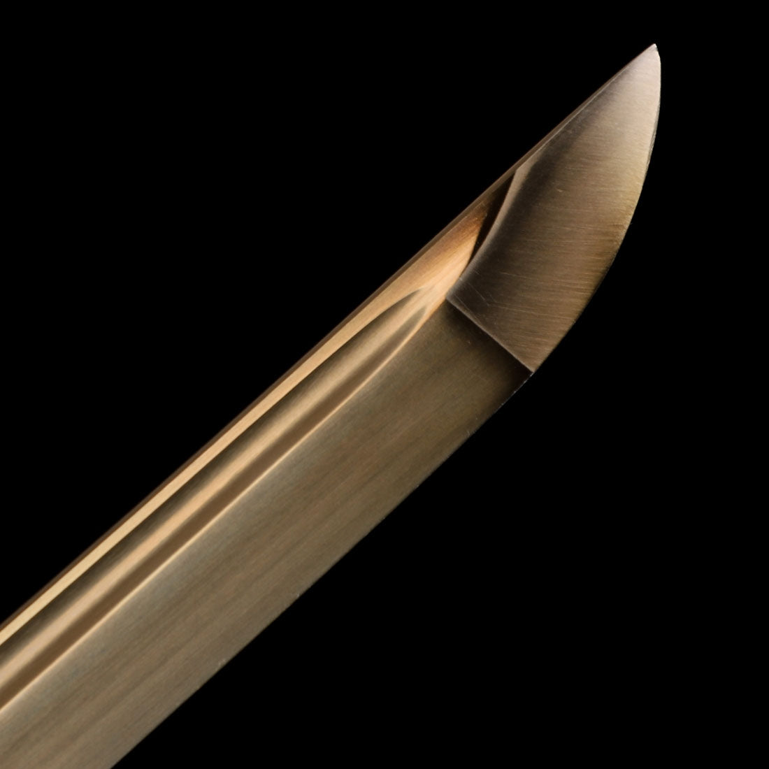 Handmade Japanese Katana Sword With Golden Blade And Brown Scabbard