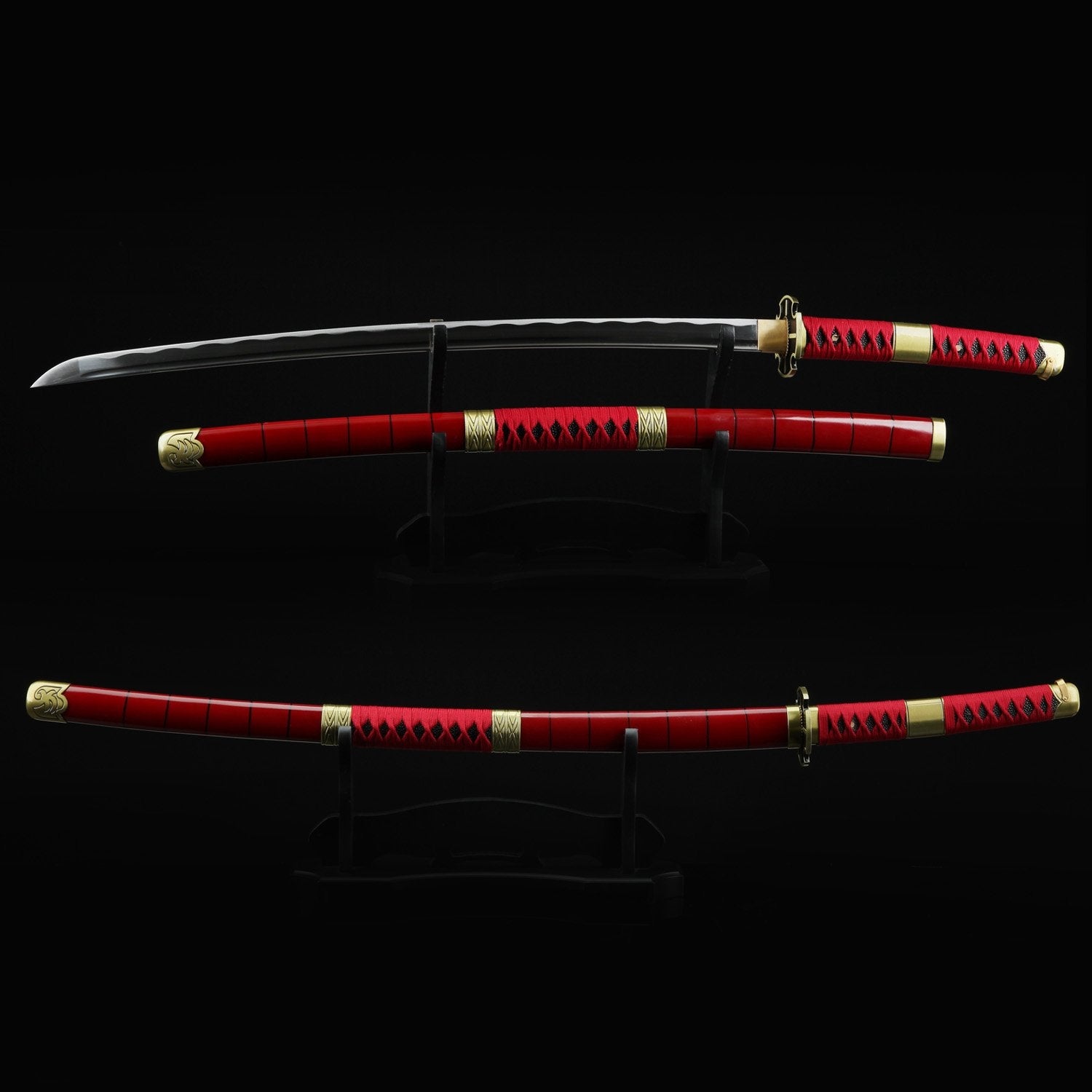 One Piece Roronoa Zoro Sandai Kitetsu Katana Samurai Sword Replica With Red Scabbard