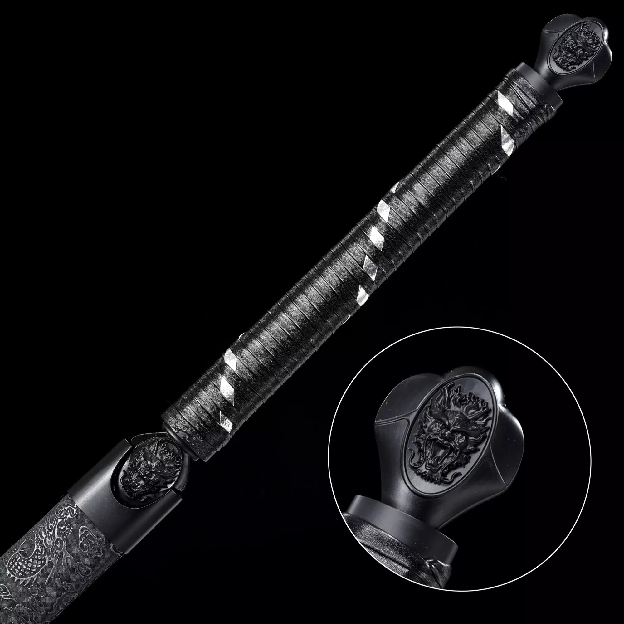 Handmade Japanese Katana Sword High Manganese Steel No Guard With Blue Blade