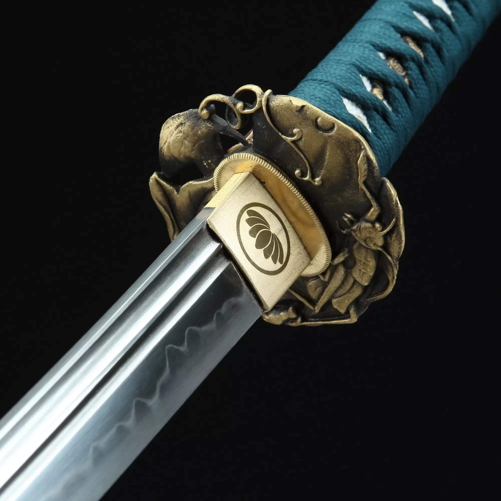 Handmade Japanese Katana Sword T10 Folded Clay Tempered Steel Full Tang
