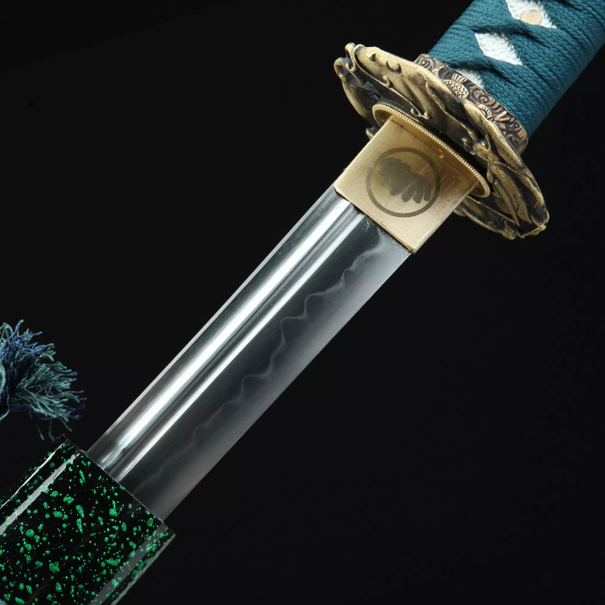 Handmade Japanese Katana Sword T10 Folded Clay Tempered Steel Full Tang