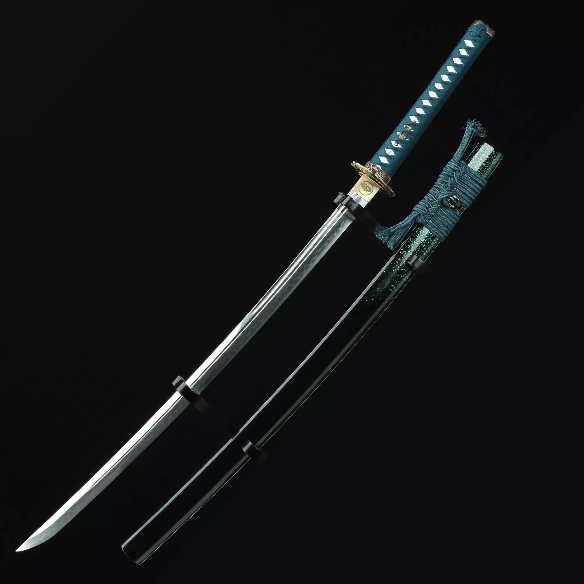 Handmade Japanese Katana Sword T10 Folded Clay Tempered Steel Full Tang