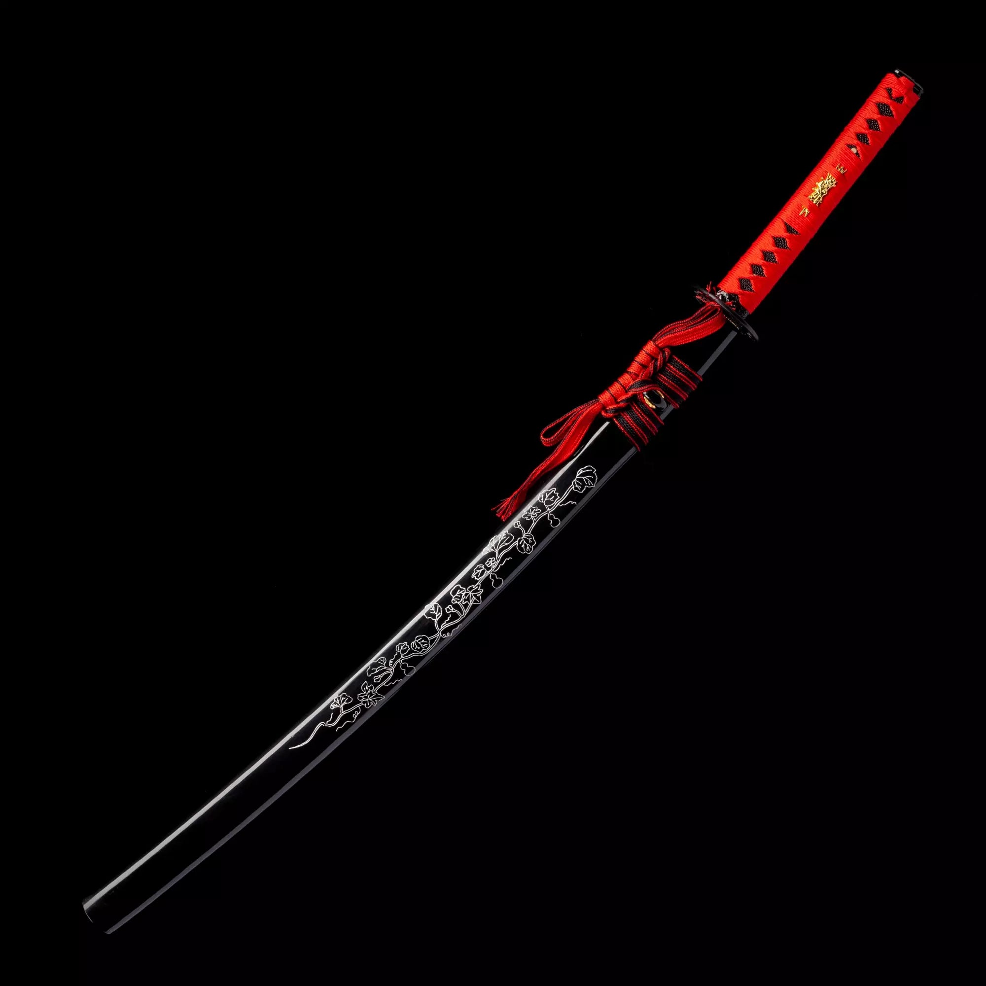 Handmade Japanese Katana Sword Full Tang With Black Scabbard