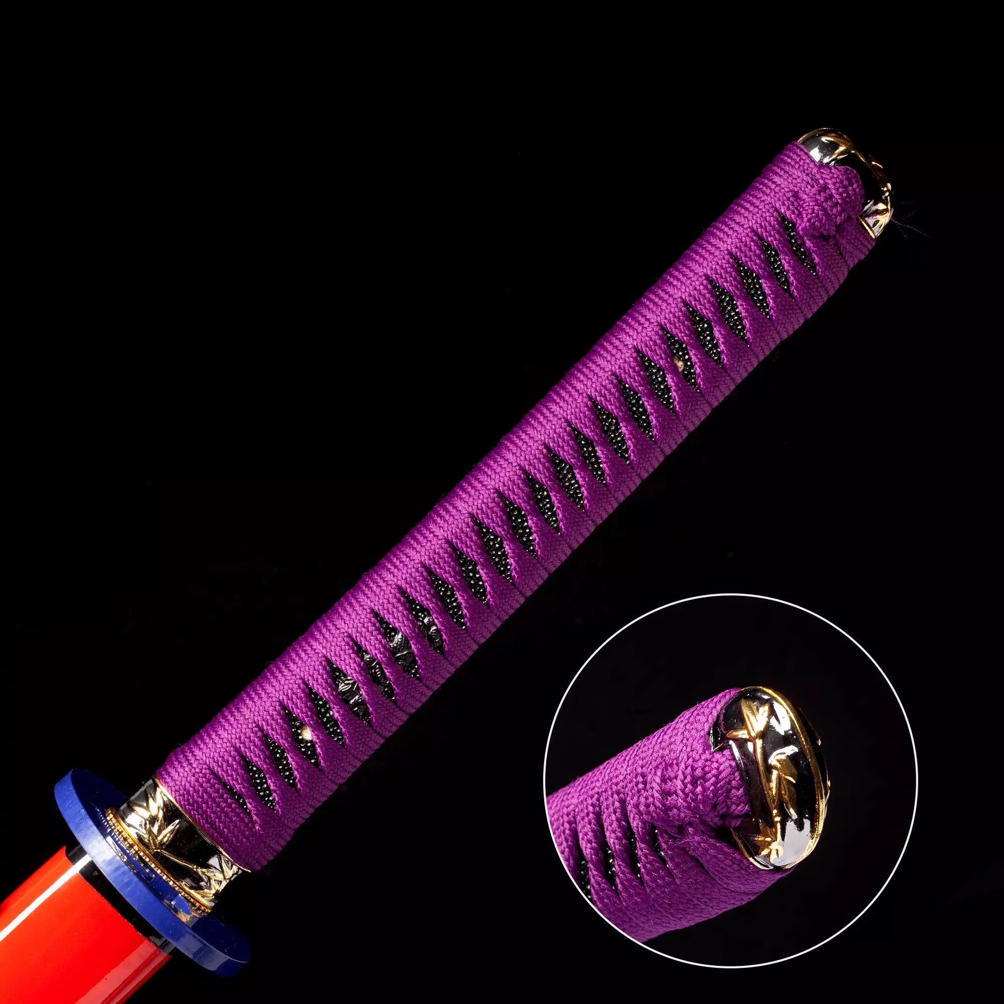 Handmade Japanese Samurai Sword With Blue Blade And Black Scabbard