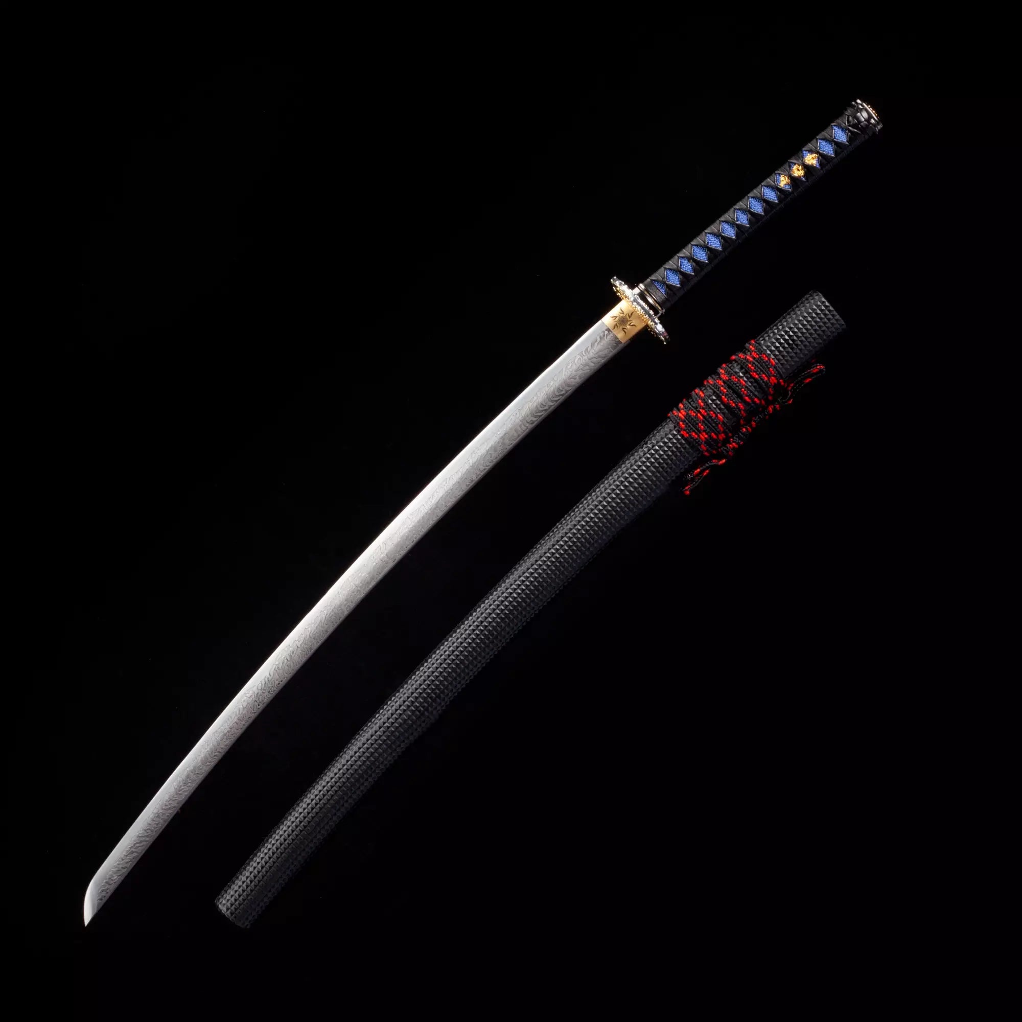 Handmade Japanese Nihonto Katana Sword With Black Leather Scabbard