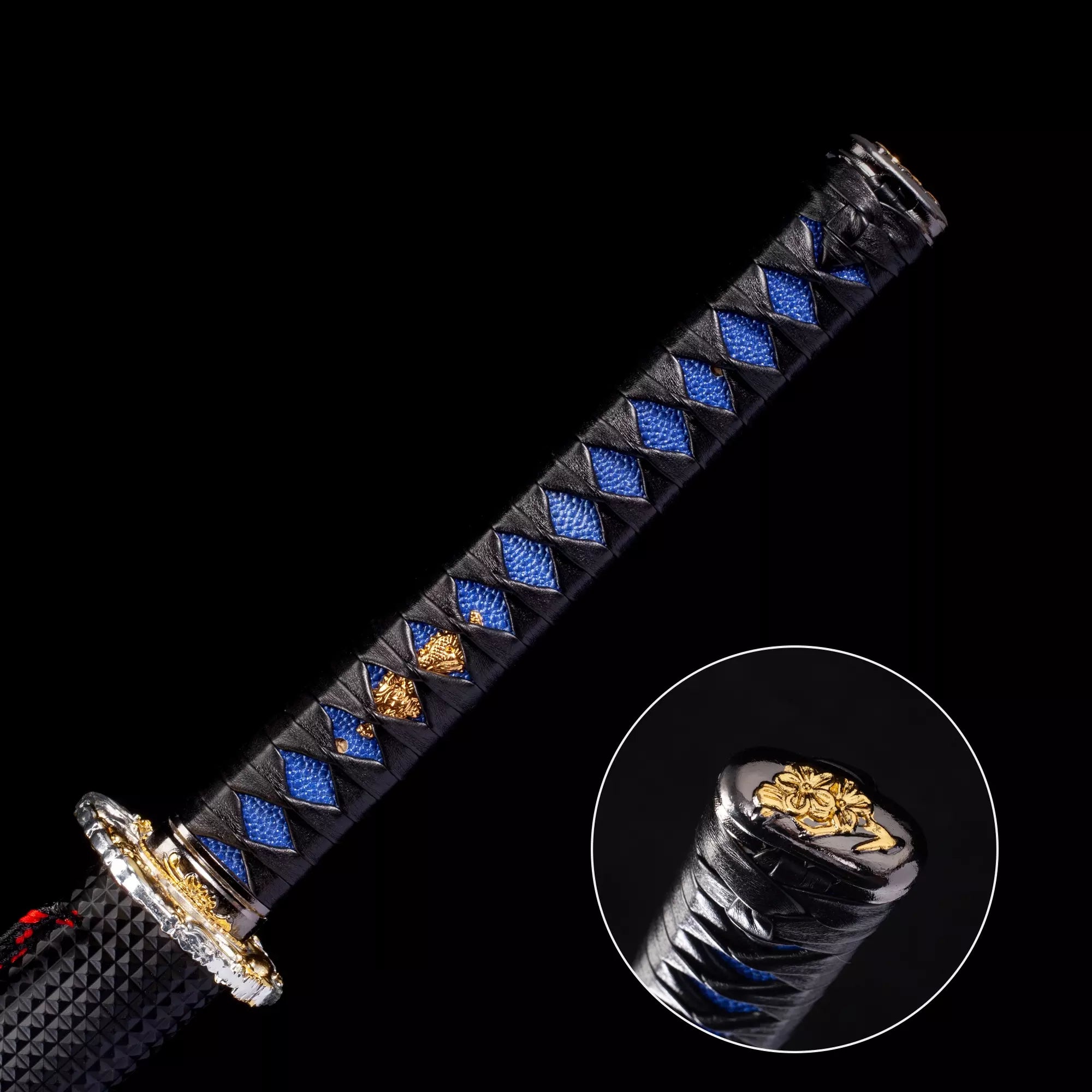 Handmade Japanese Nihonto Katana Sword With Black Leather Scabbard
