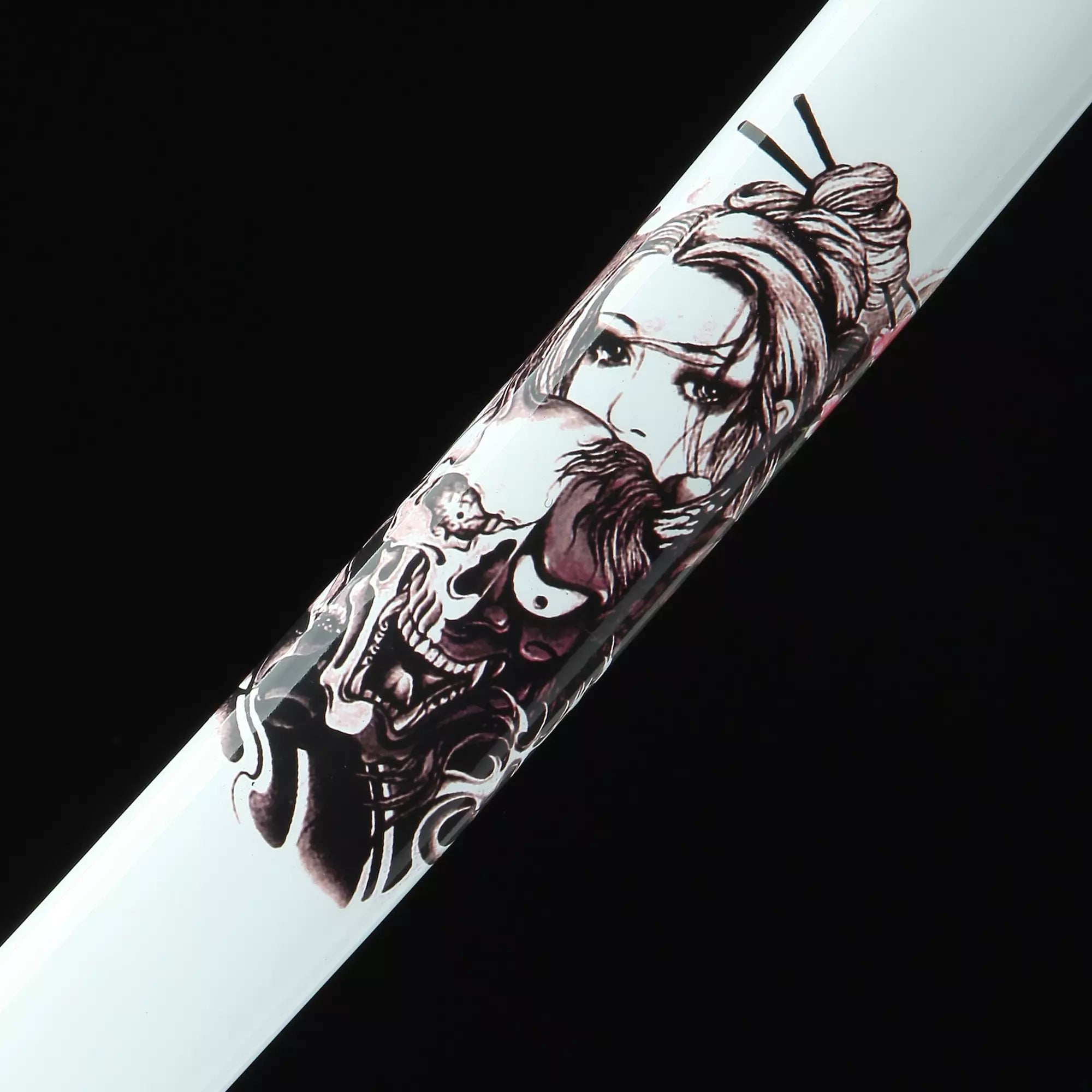 Handmade Japanese Katana Sword T10 Folded Clay Tempered Steel With White Scabbard