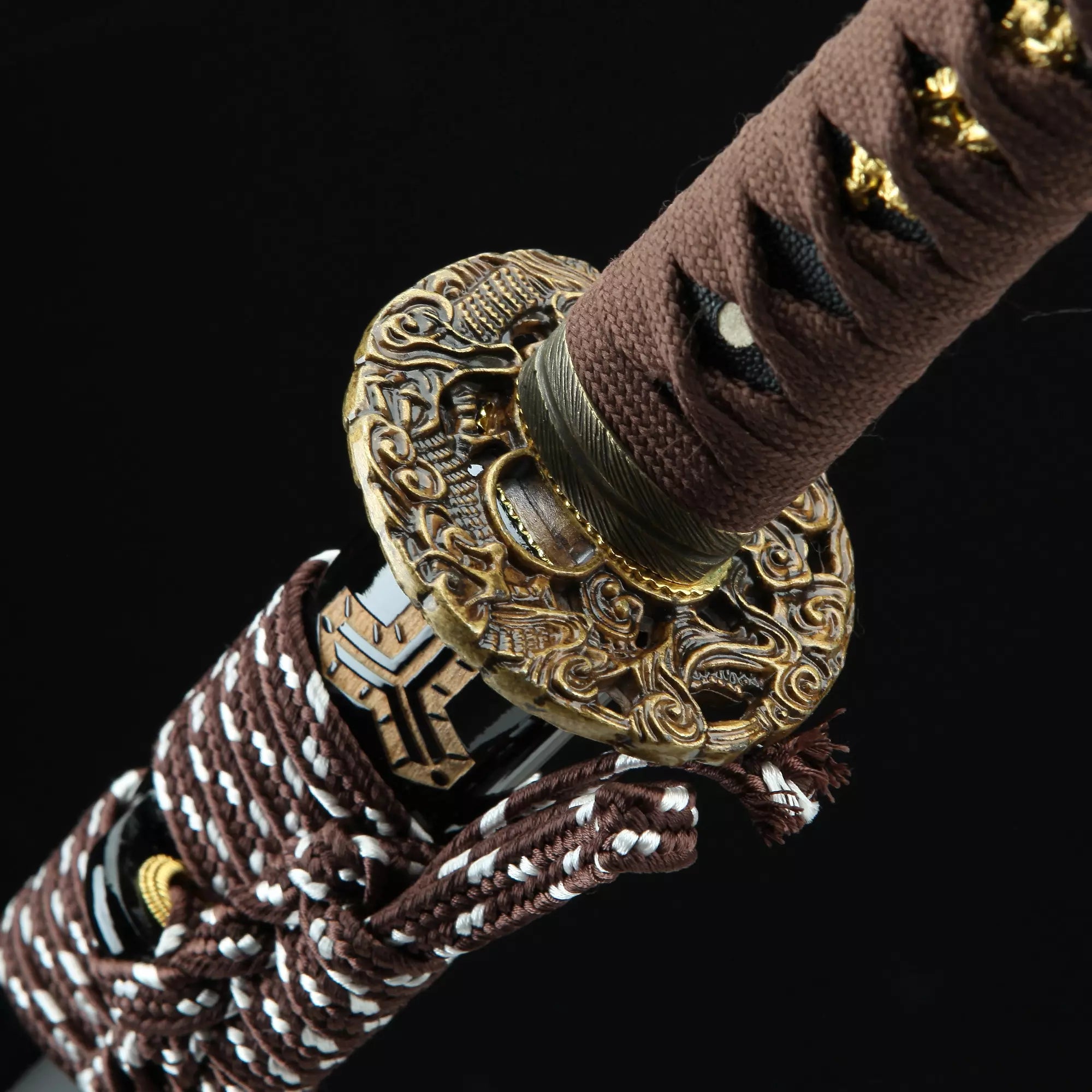 Handmade Japanese Katana Sword Full Tang With Black Blade