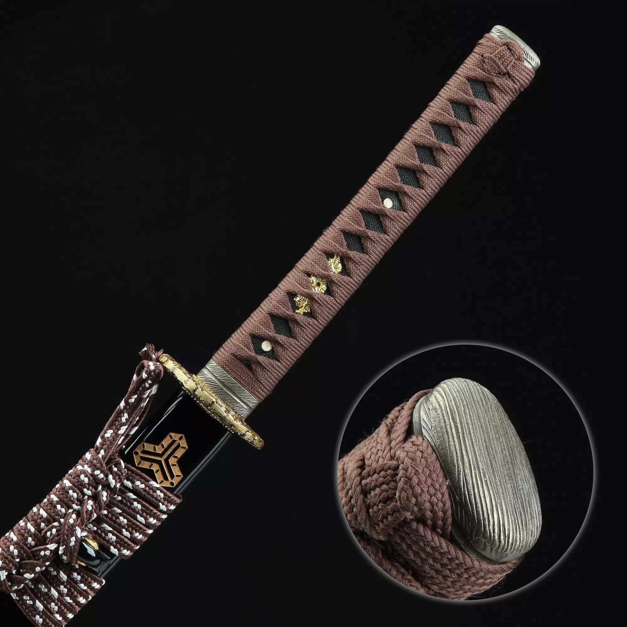 Handmade Japanese Katana Sword Full Tang With Black Blade