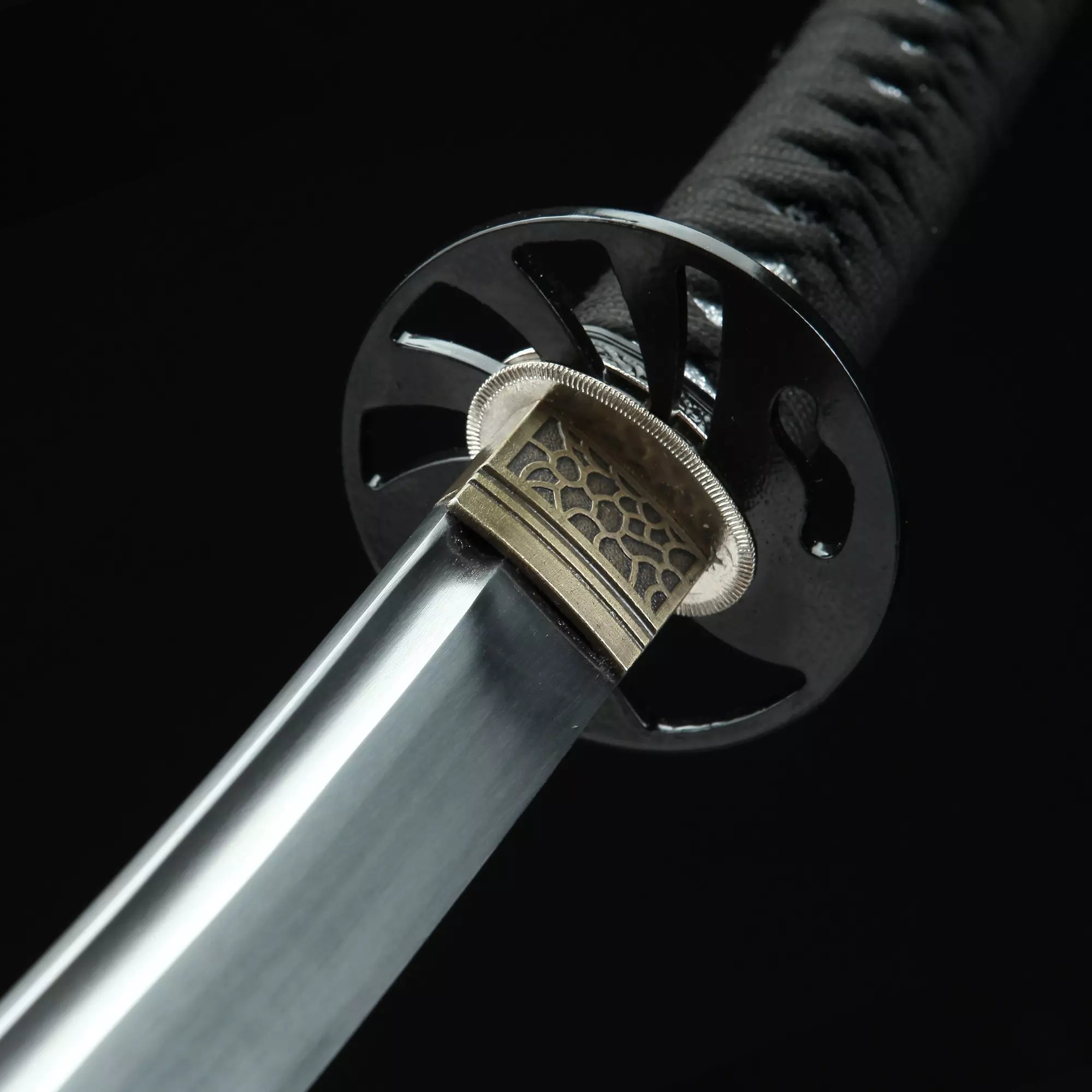 Handmade Japanese Katana Sword High Manganese Steel With Black Scabbard