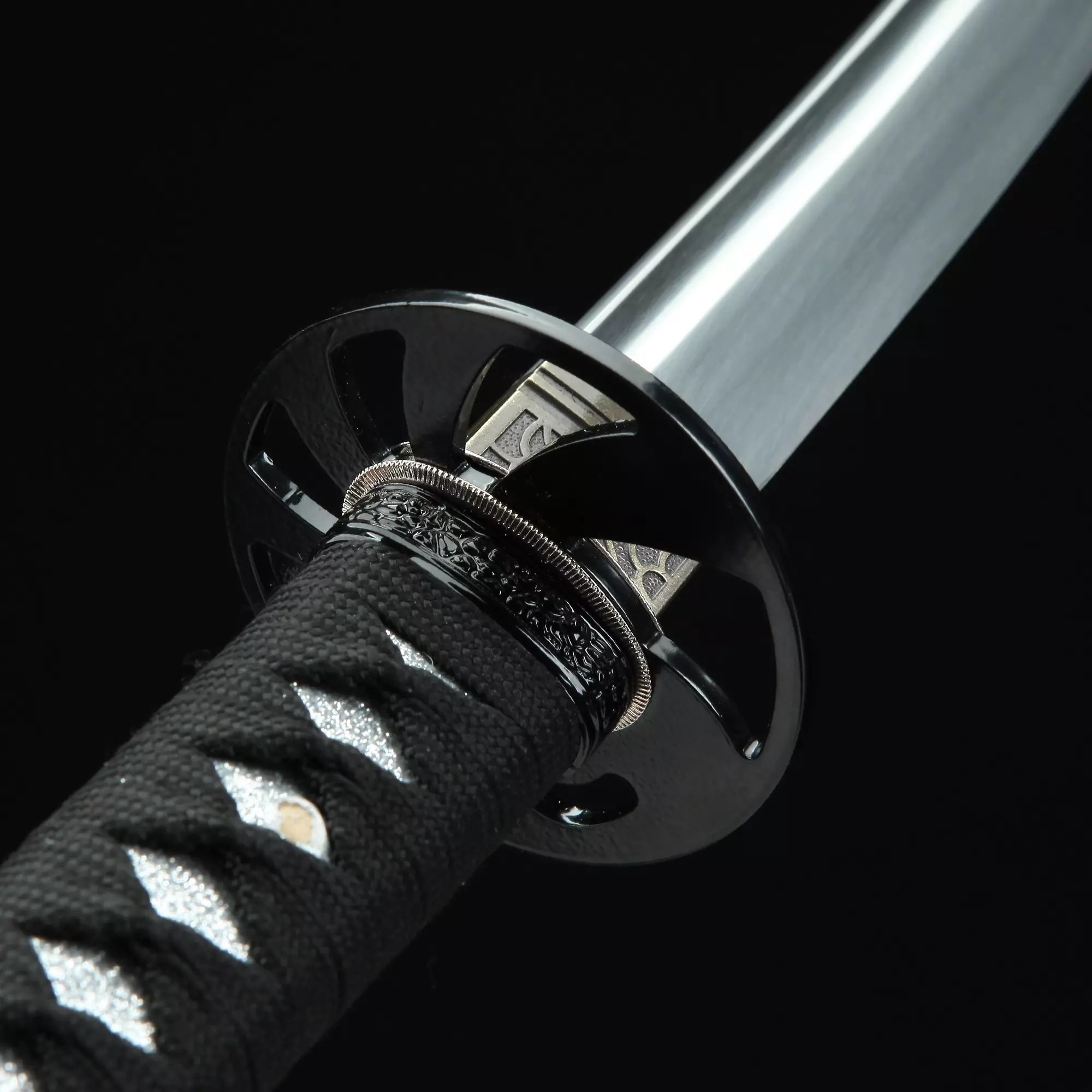 Handmade Japanese Katana Sword High Manganese Steel With Black Scabbard