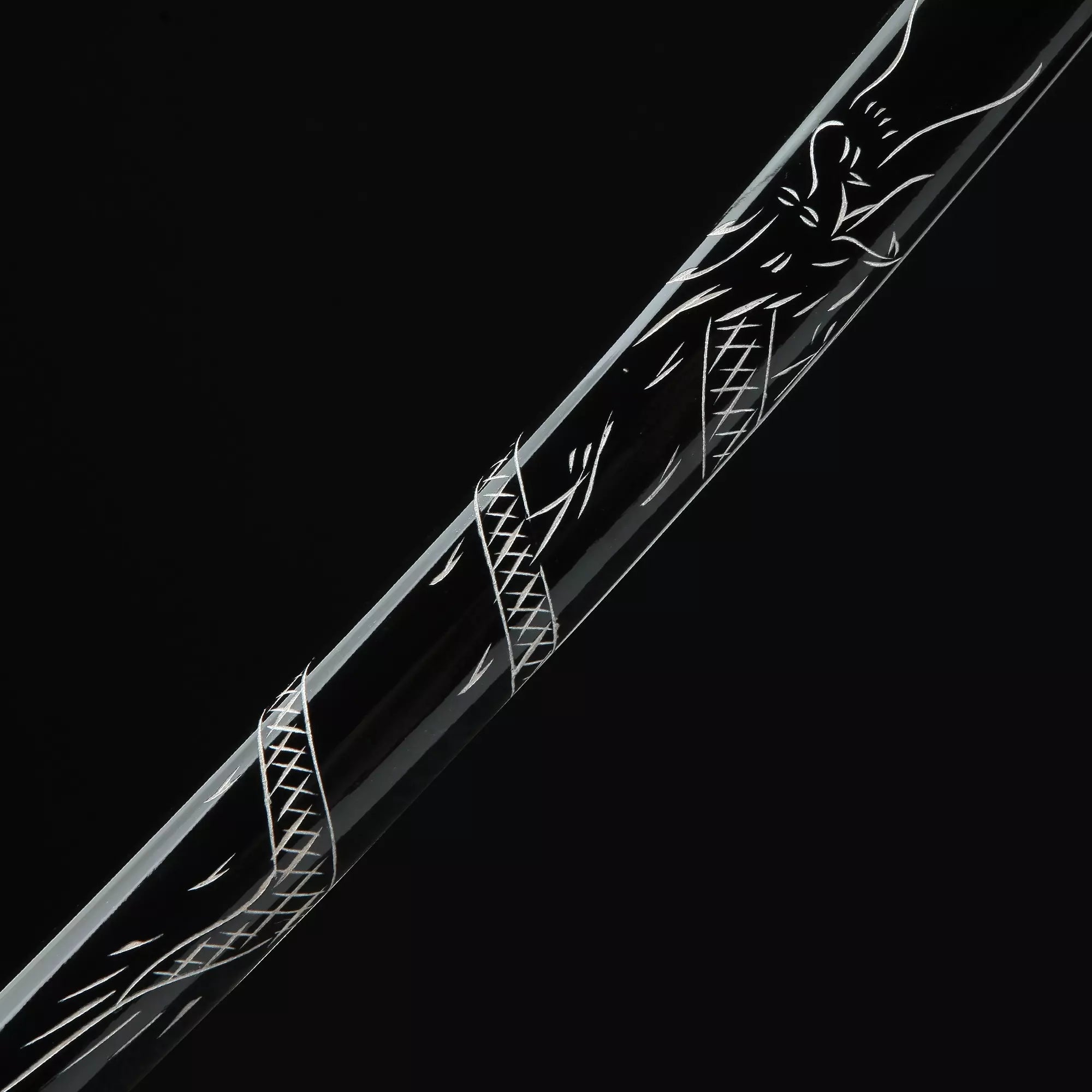 Handmade Japanese Katana Sword High Manganese Steel With Black Scabbard