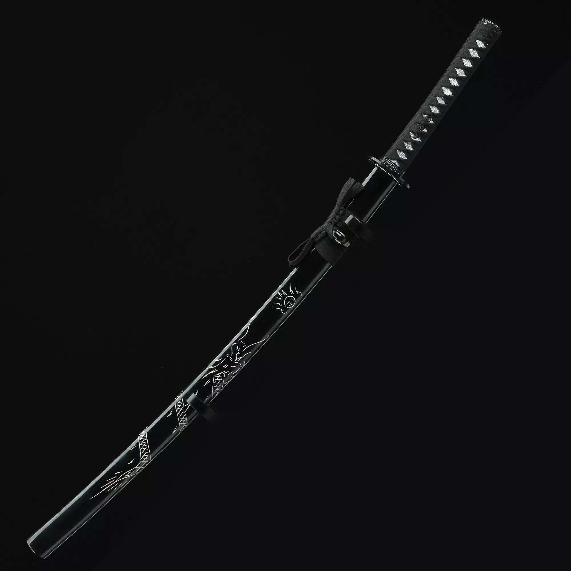 Handmade Japanese Katana Sword High Manganese Steel With Black Scabbard