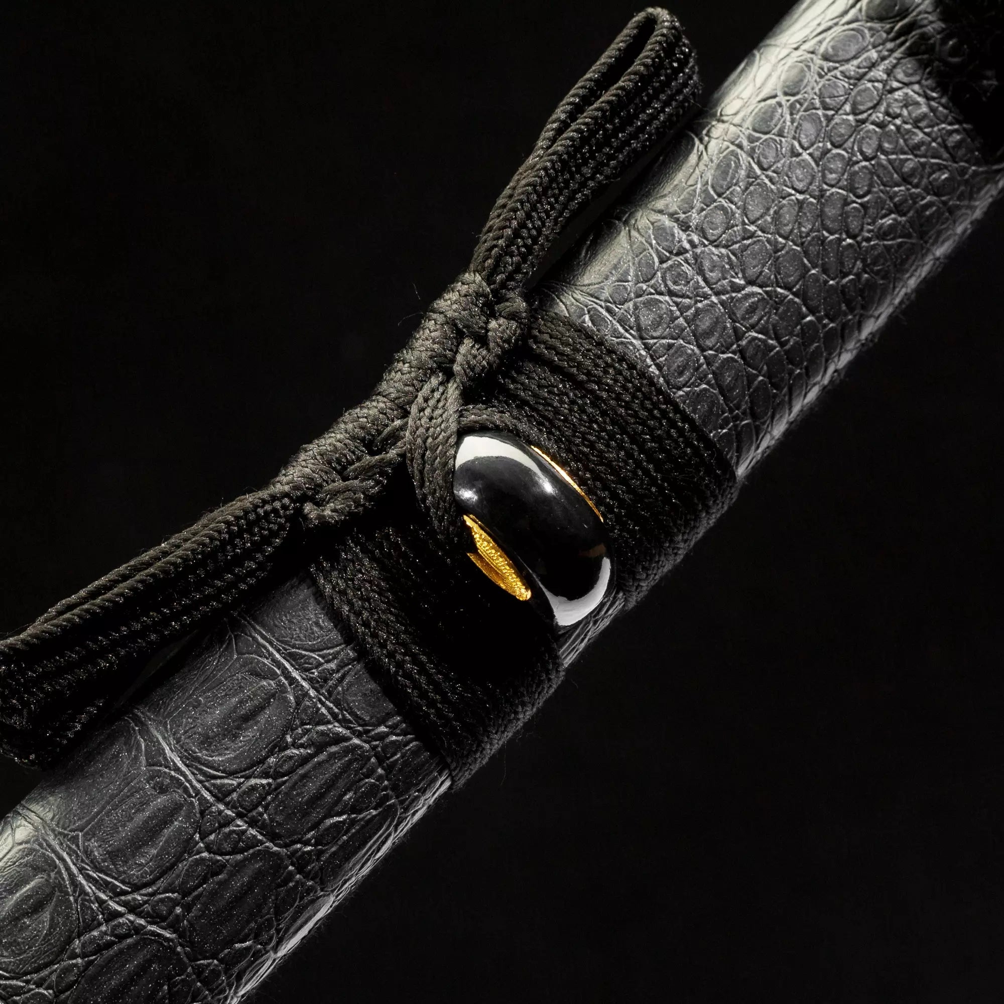 Handmade Japanese Katana Sword With Black Leather Scabbard