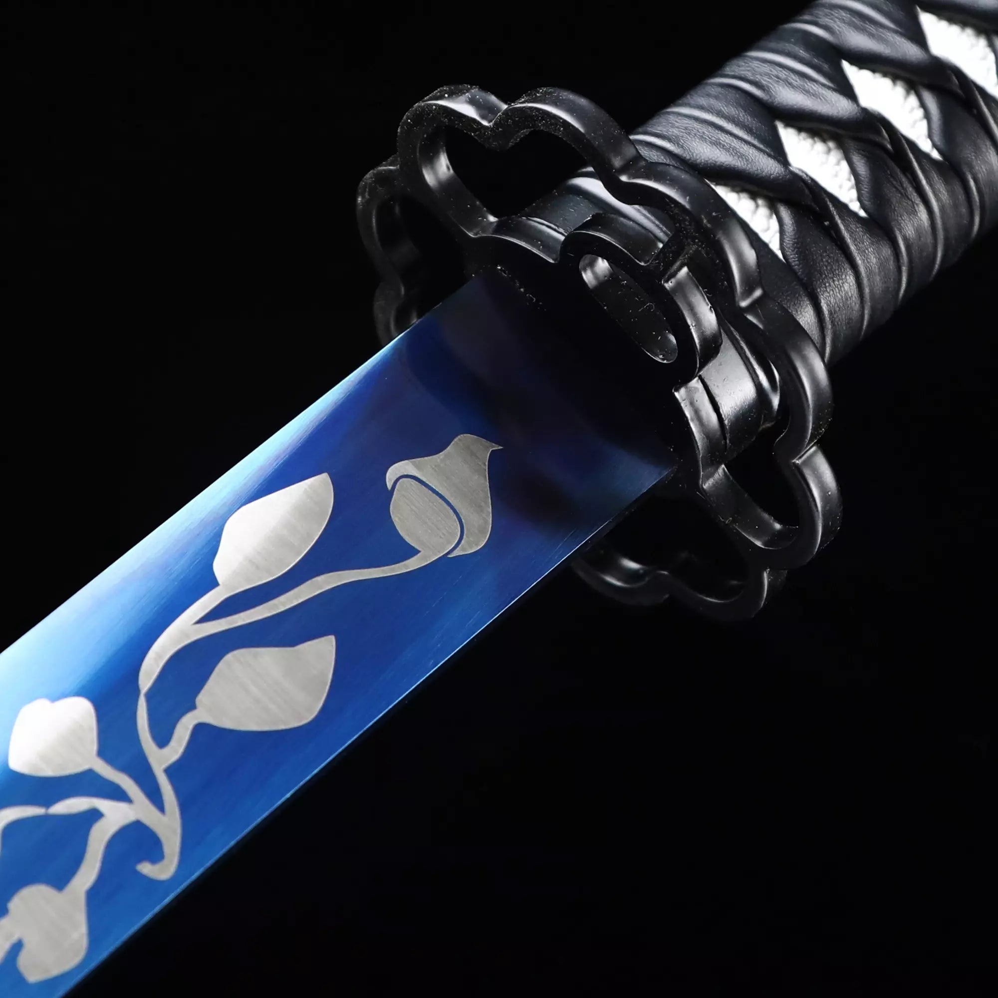 Handmade Japanese Katana Sword High Manganese Steel Full Tang With Blue Blade
