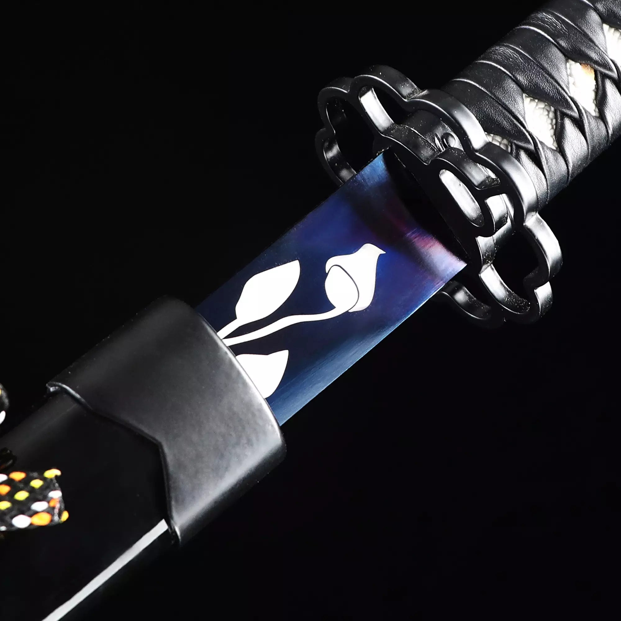 Handmade Japanese Katana Sword High Manganese Steel Full Tang With Blue Blade