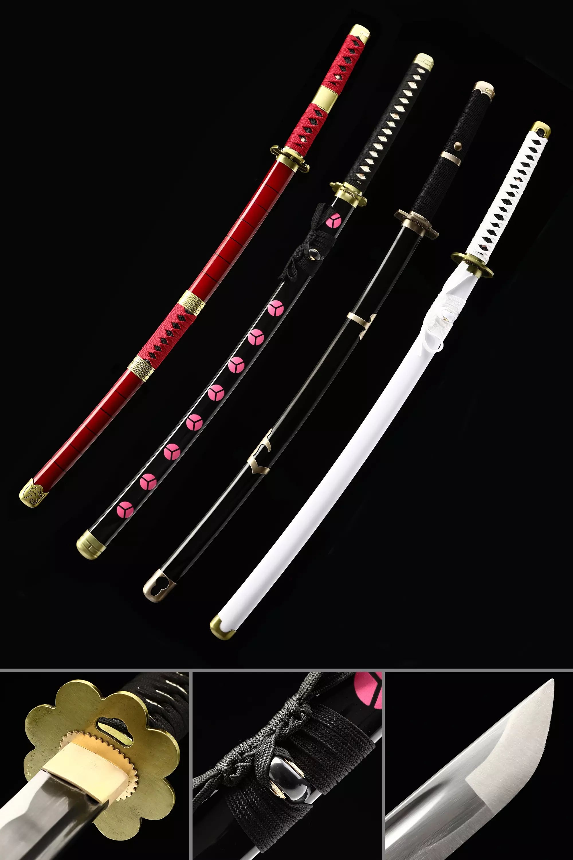 Roronoa Zoro Katana Sword Four Set Replica: Shusui, Wado Ichimonji, Sandai Kitetsu And Yubashiri Set