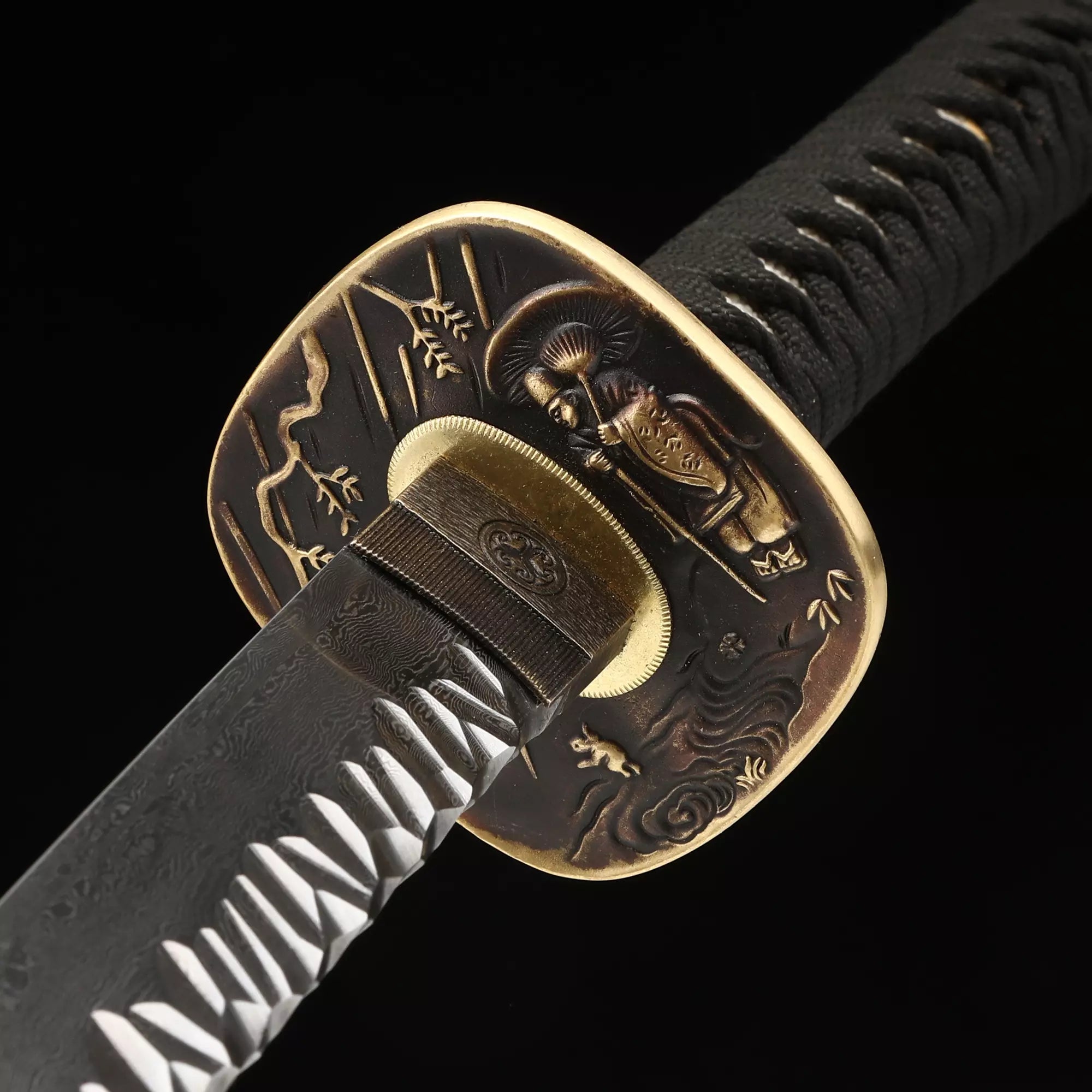 Handmade Real Japanese Samurai Sword With Black Scabbard