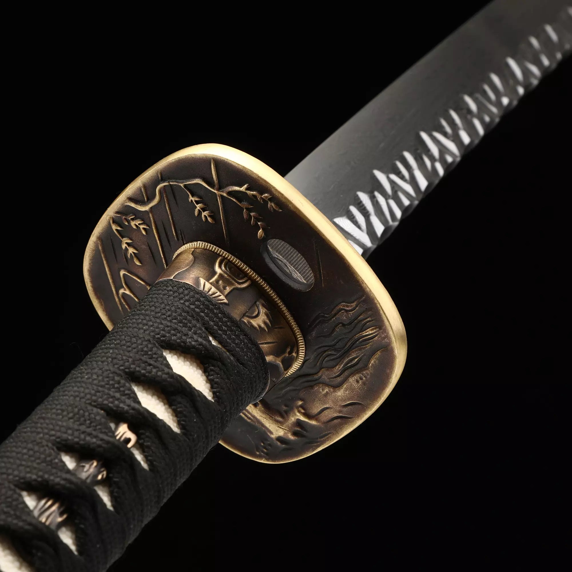 Handmade Real Japanese Samurai Sword With Black Scabbard
