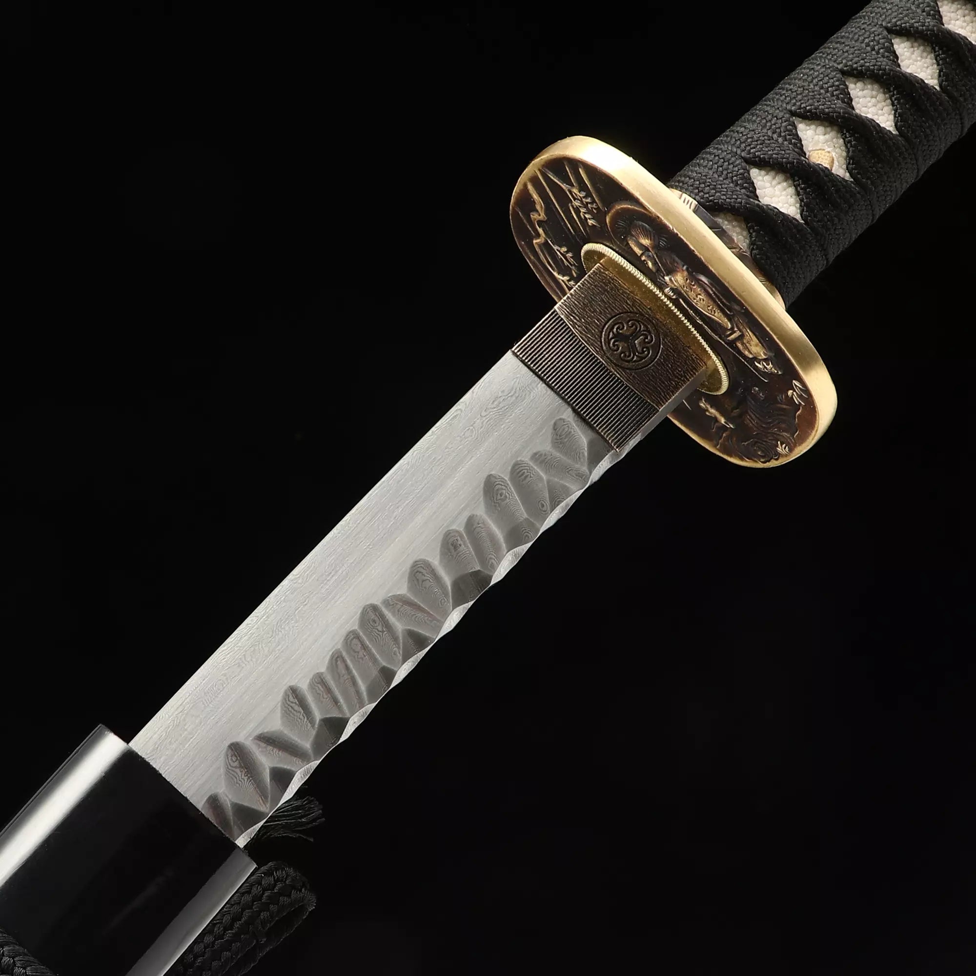 Handmade Real Japanese Samurai Sword With Black Scabbard