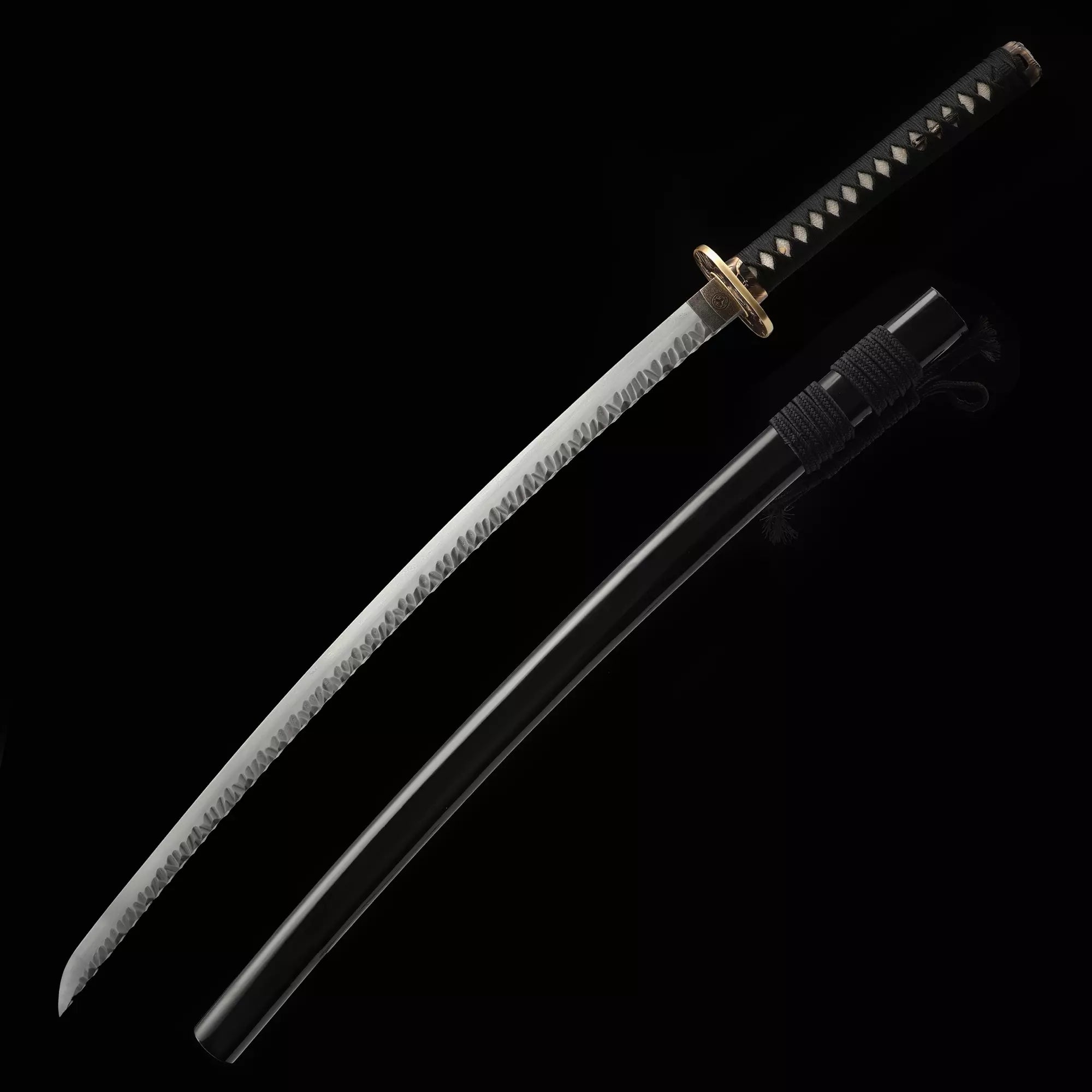 Handmade Real Japanese Samurai Sword With Black Scabbard