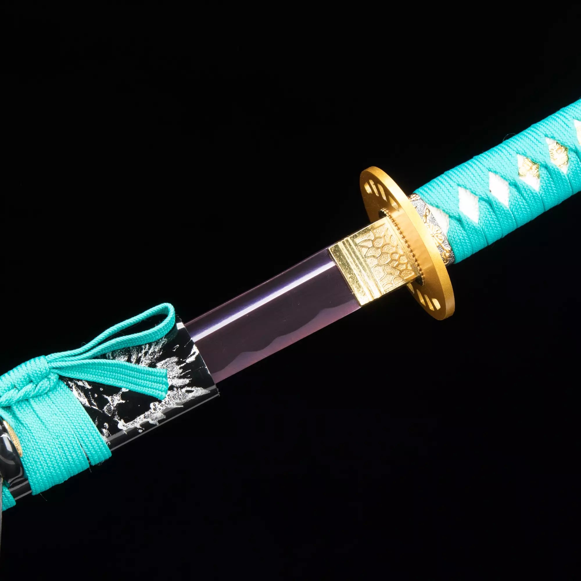 Handmade Japanese Katana Sword 1045 Carbon Steel With Purple Printed Blade