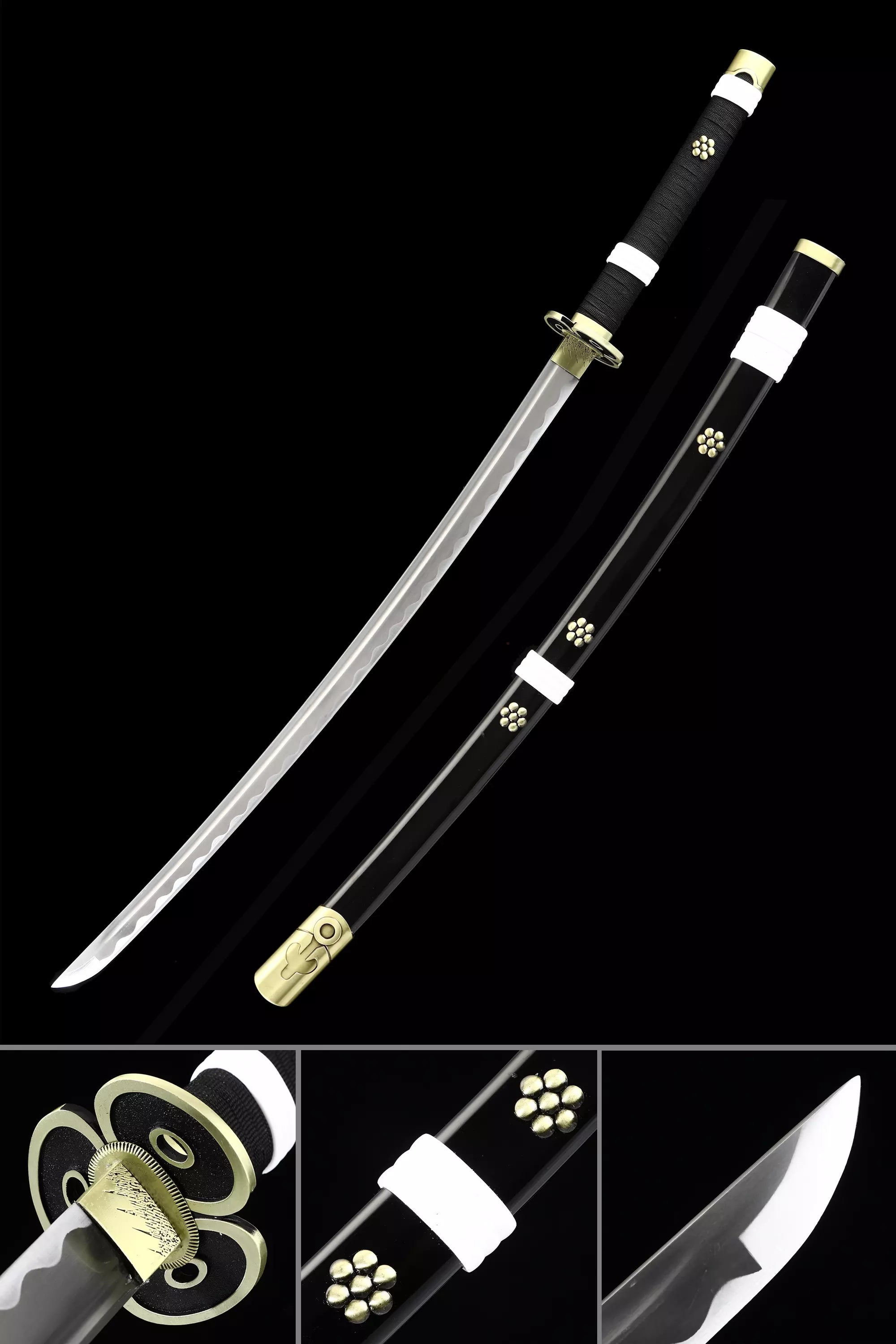 One Piece Roronoa Zoro Enma Sword Yamato Black Anime Katana Cosplays Replica