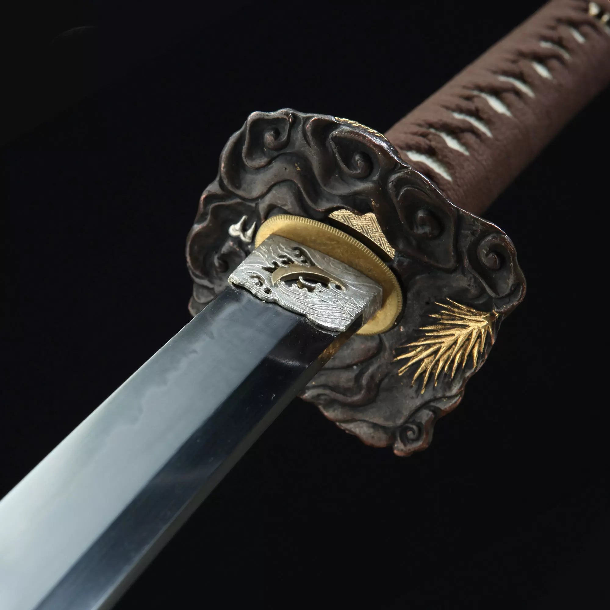 Handmade Japanese Katana Sword Clay Tempered With Dragon Tsuba