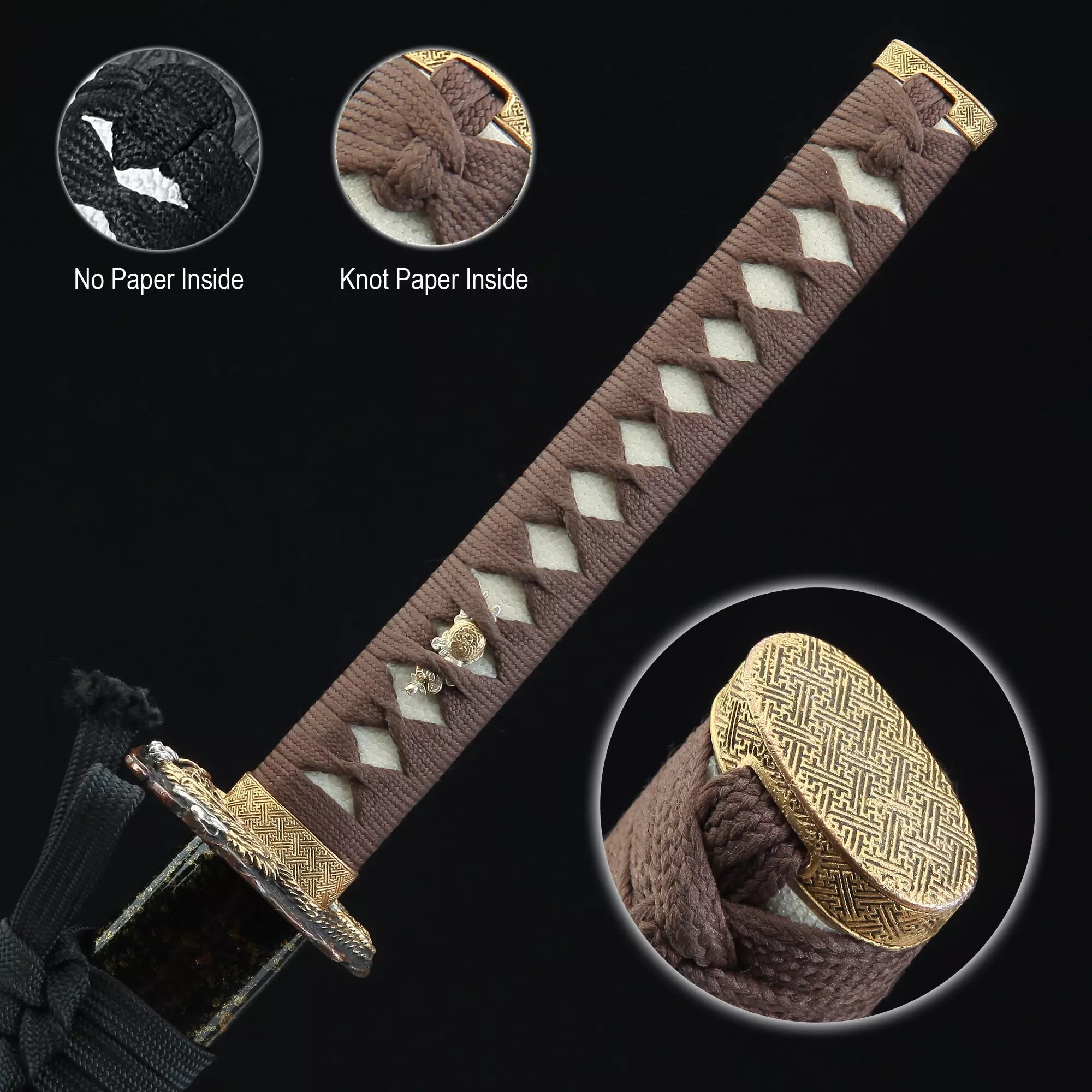 Handmade Japanese Katana Sword Clay Tempered With Dragon Tsuba